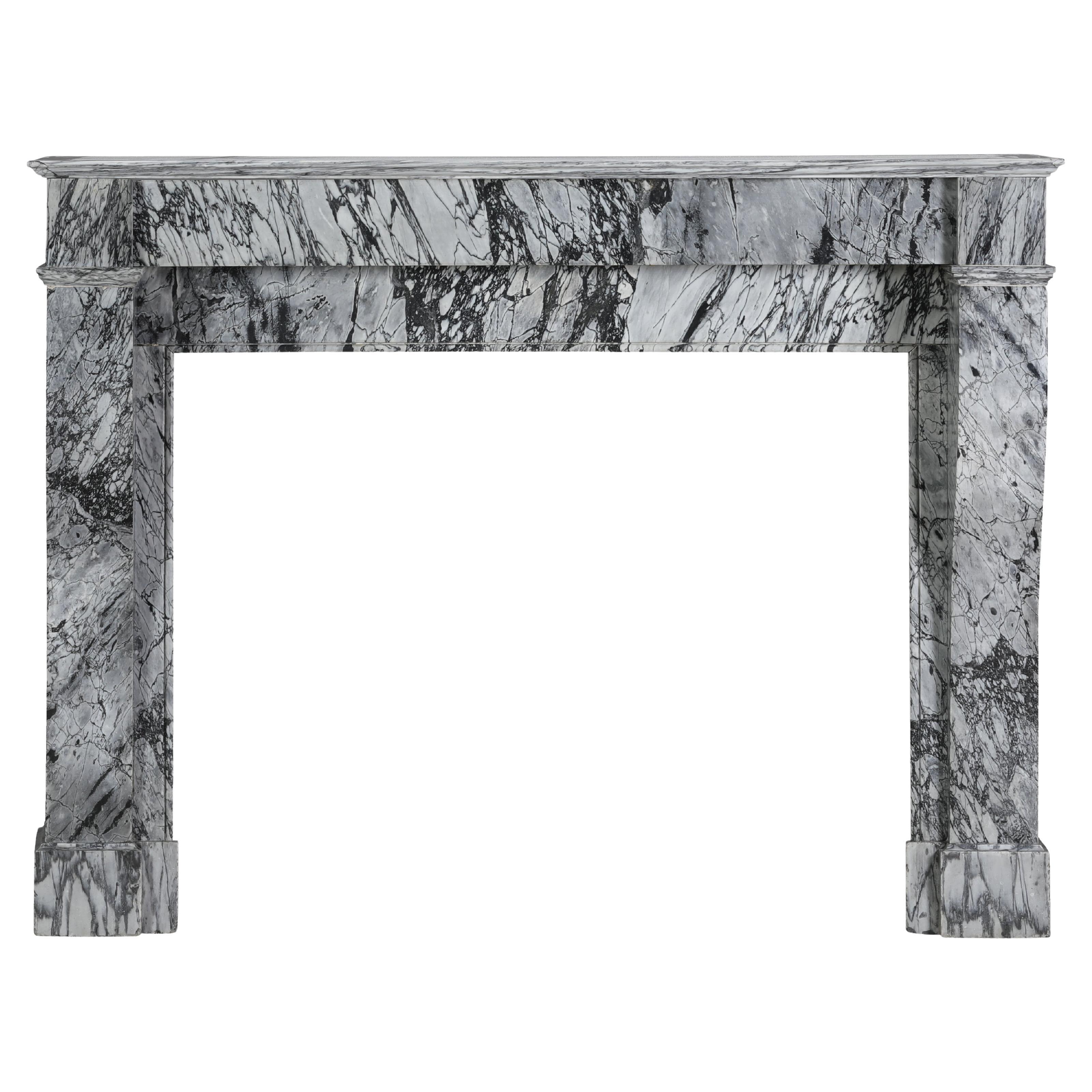 Classic French 19th Century Apartment Fireplace Surround - Italian Bleu Fleuri