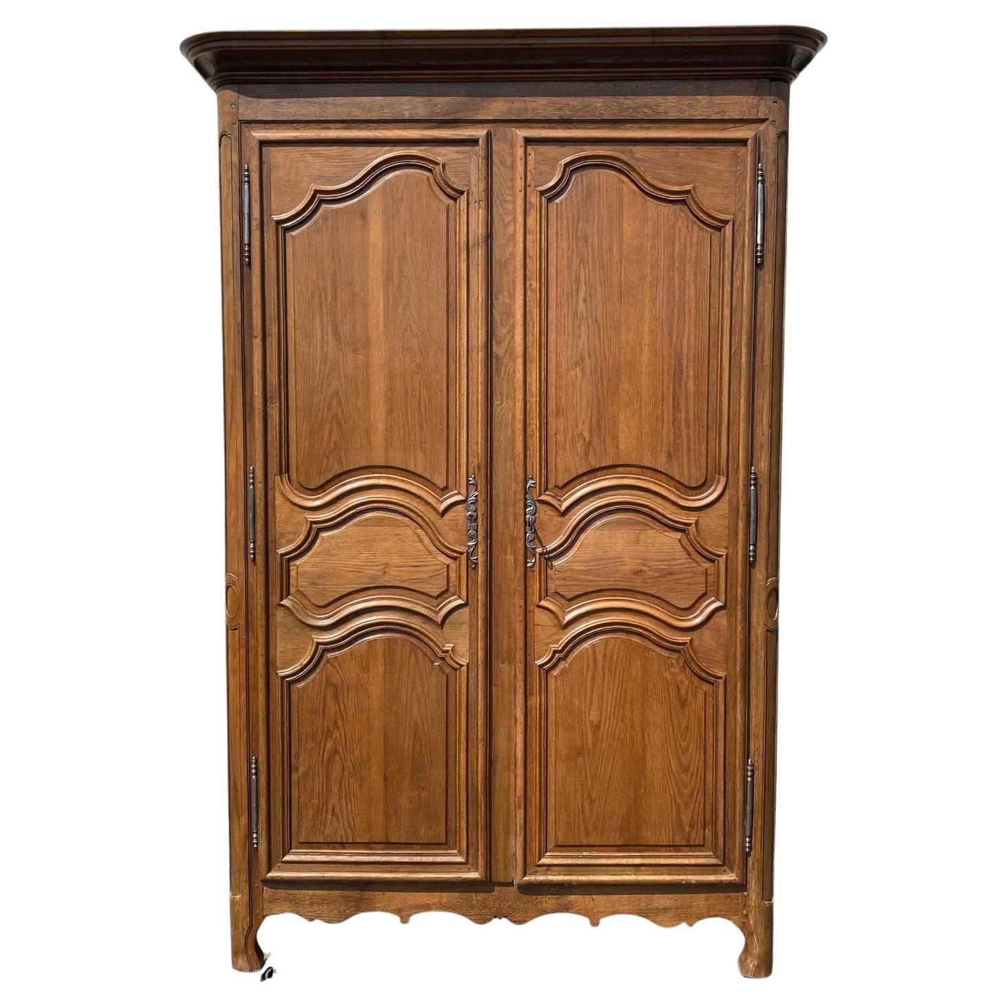 Classic French 19th Century Louis XV Walnut Armoire or Wardrobe from Normandy 