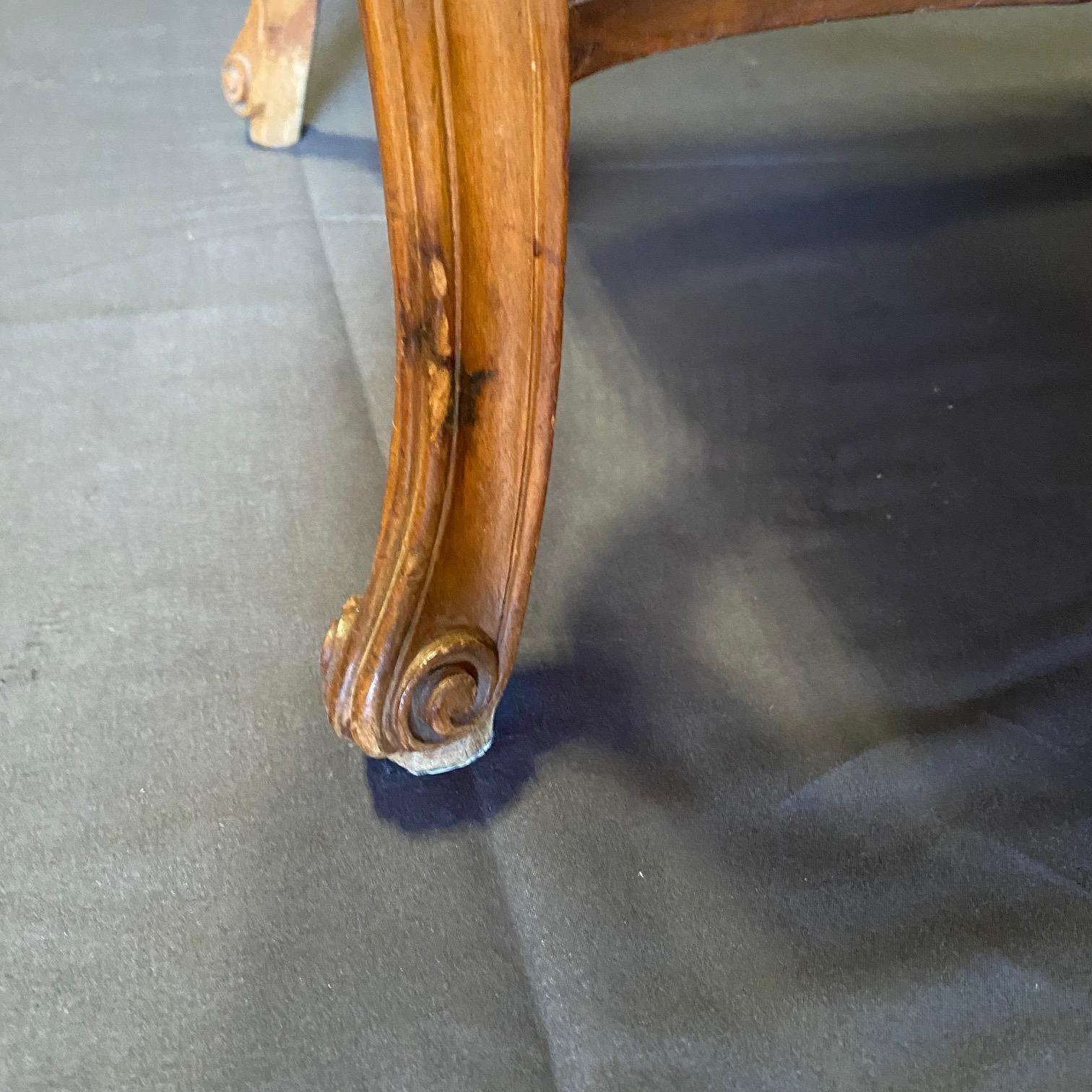  Classic French 19th Century Walnut Louis XV Newly Upholstered Bench  In Good Condition In Hopewell, NJ