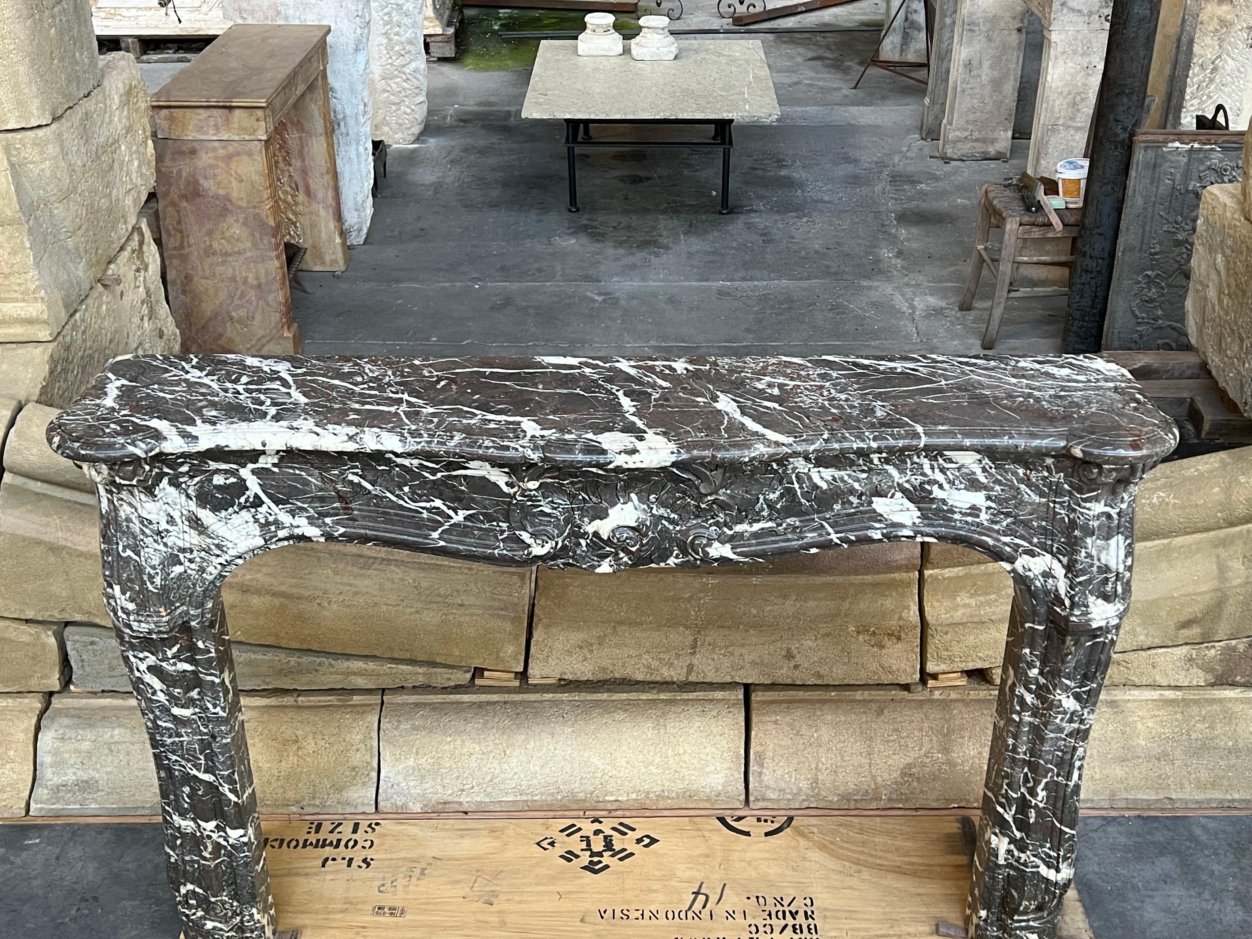 Classic French Antique Fireplace Surround in Belgian Grey Marble For Sale 6