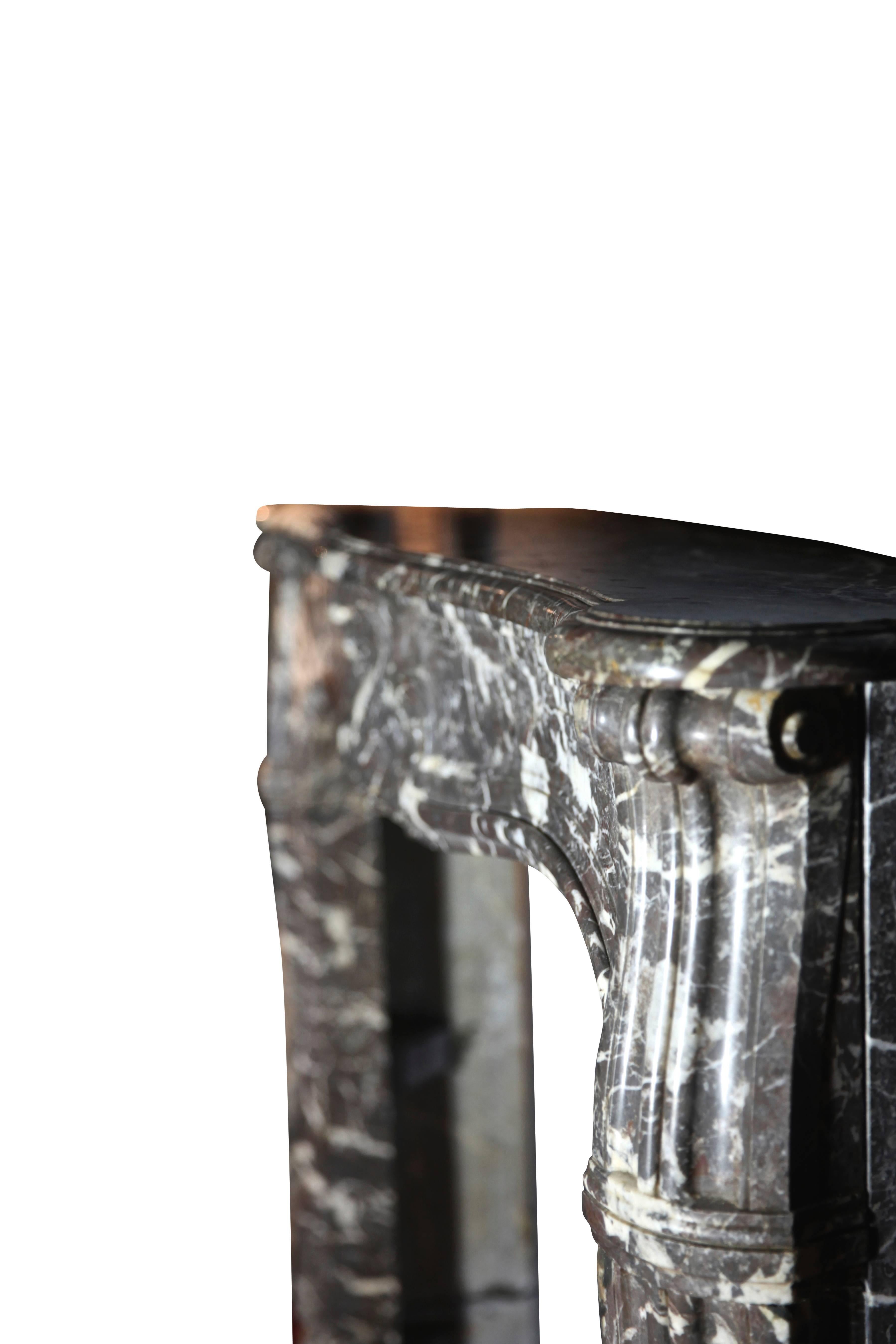Classic French Antique Fireplace Surround in Belgian Grey Marble For Sale 4
