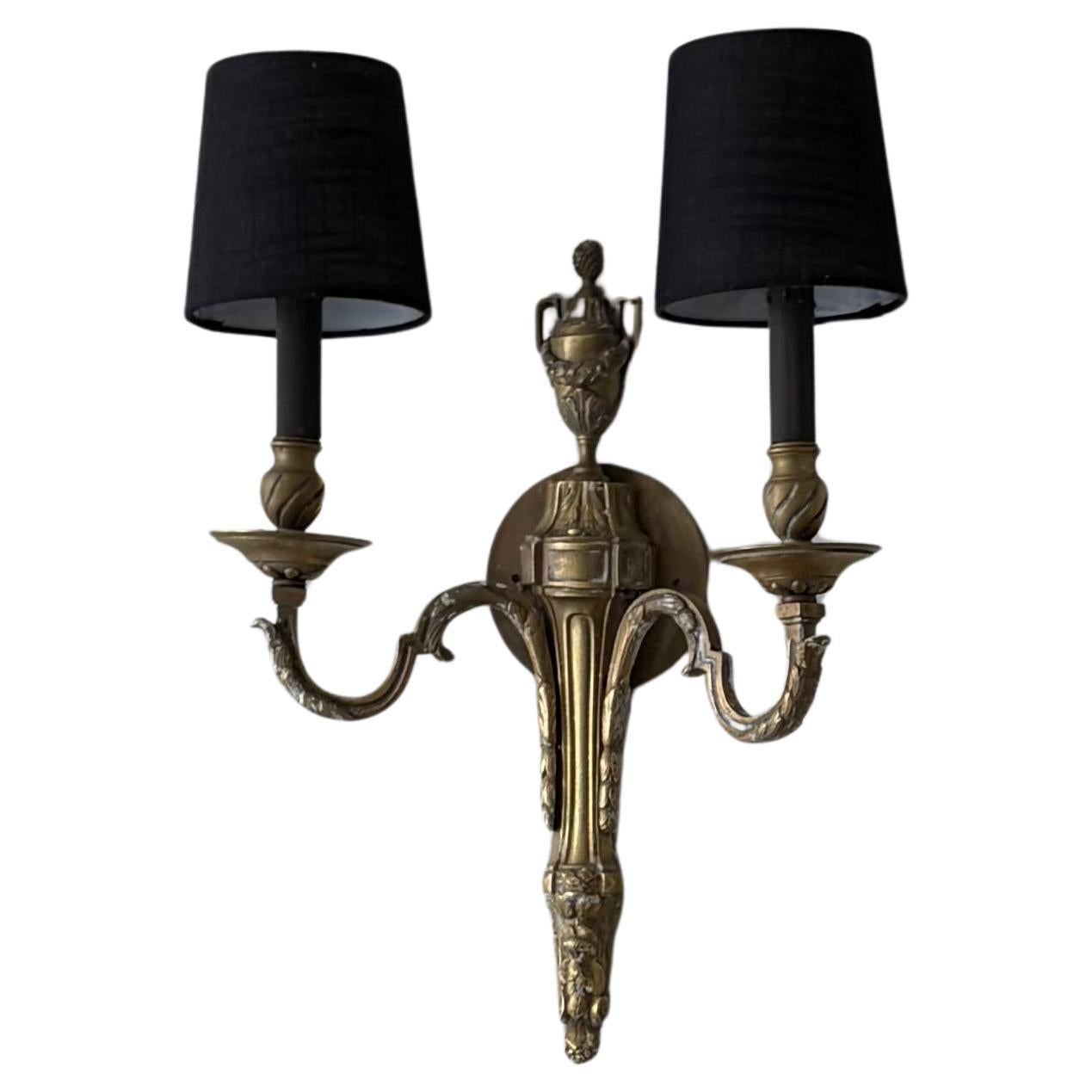 Classic French Art Deco Brass Wall Sconce