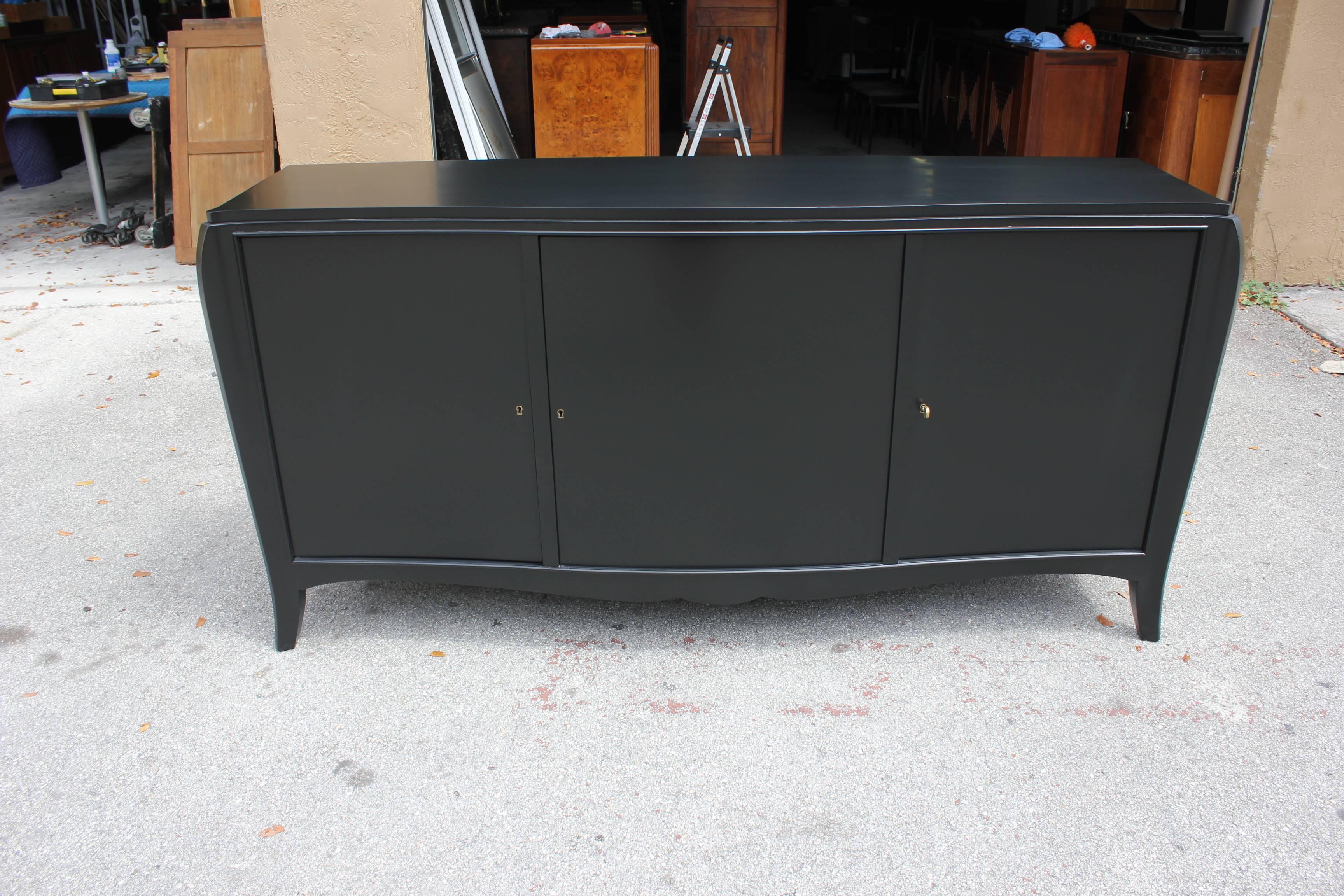 Classic French Art Deco Ebonized Sideboard or Credenza, 1940s 7