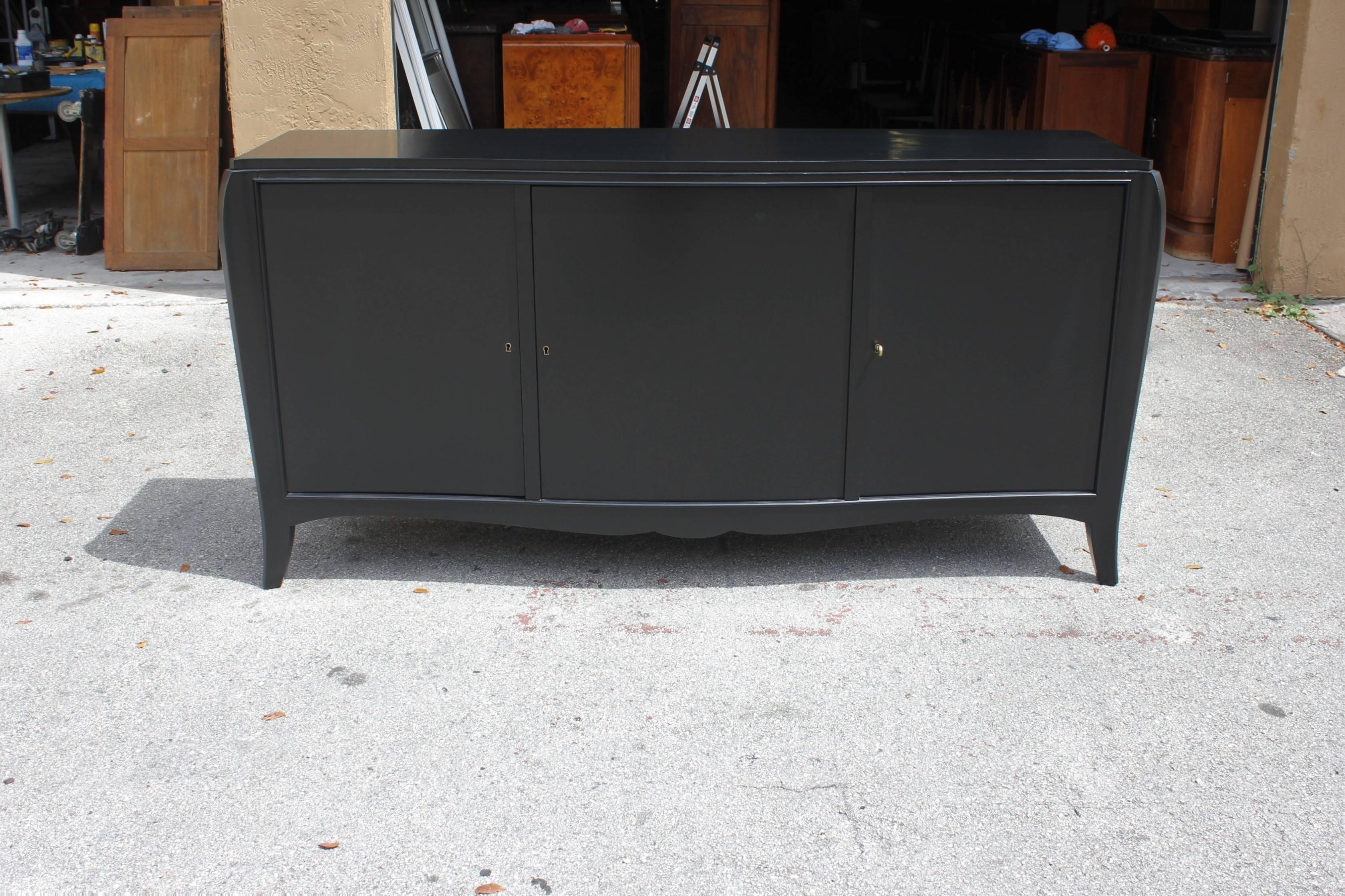 Classic French Art Deco Ebonized Sideboard or Credenza, 1940s 10