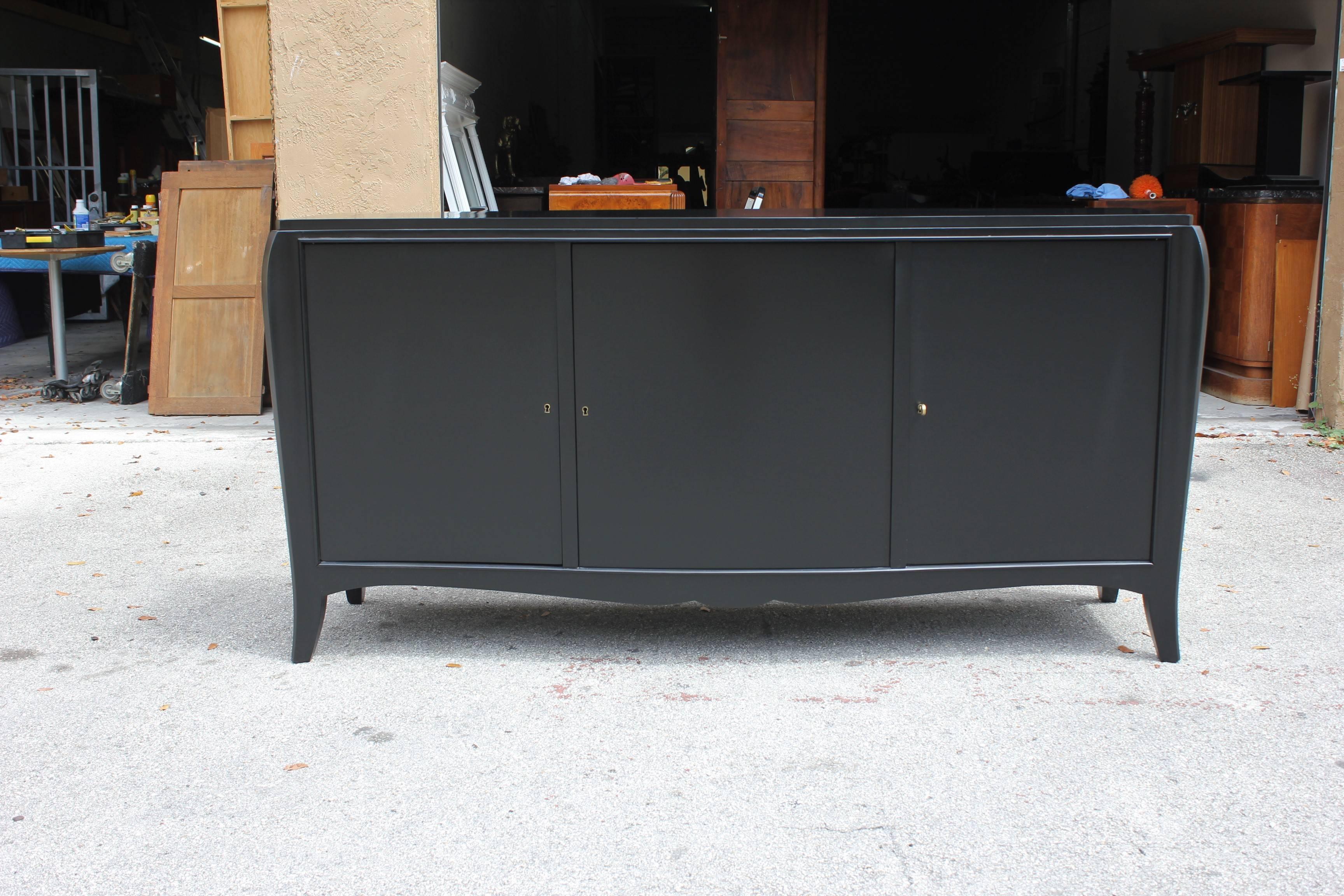 Classic French Art Deco Ebonized Sideboard or Credenza, 1940s 11