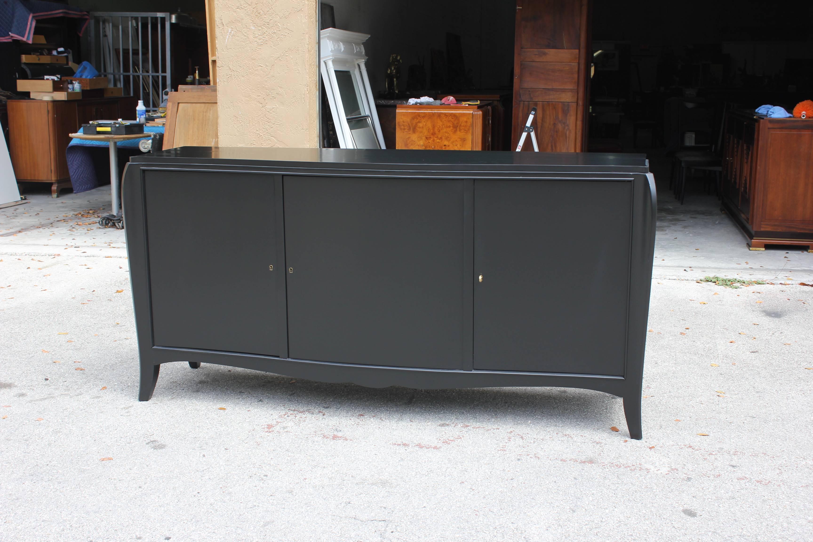 Classic French Art Deco Ebonized Sideboard or Credenza, 1940s 12