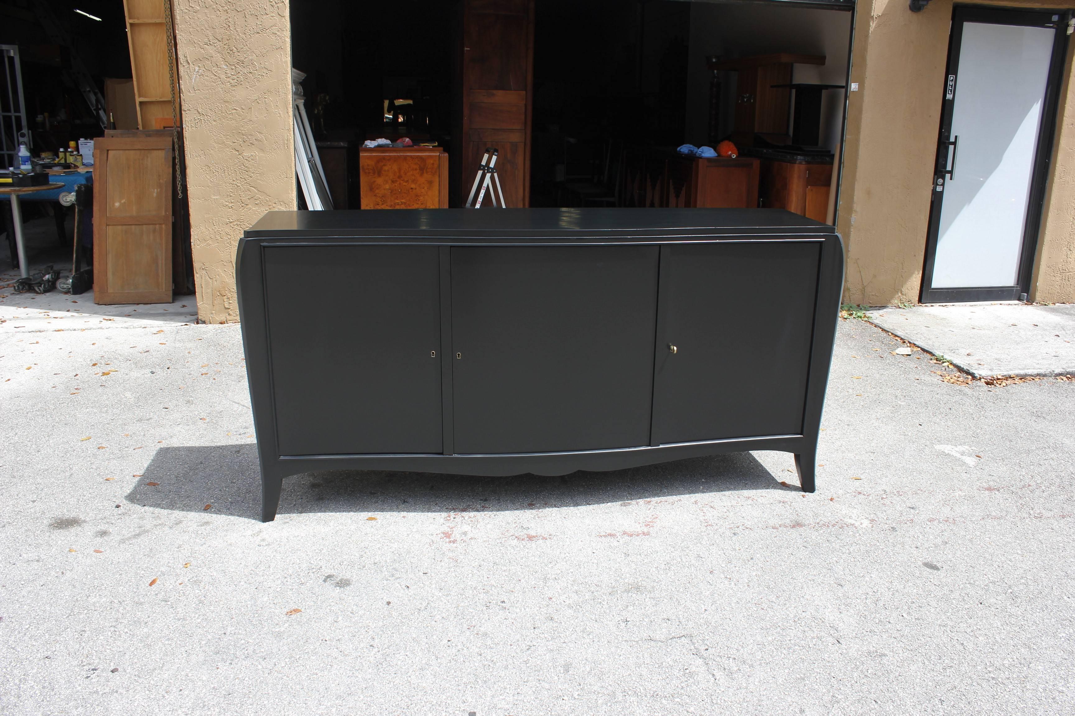 Classic French Art Deco Ebonized Sideboard or Credenza, 1940s 15