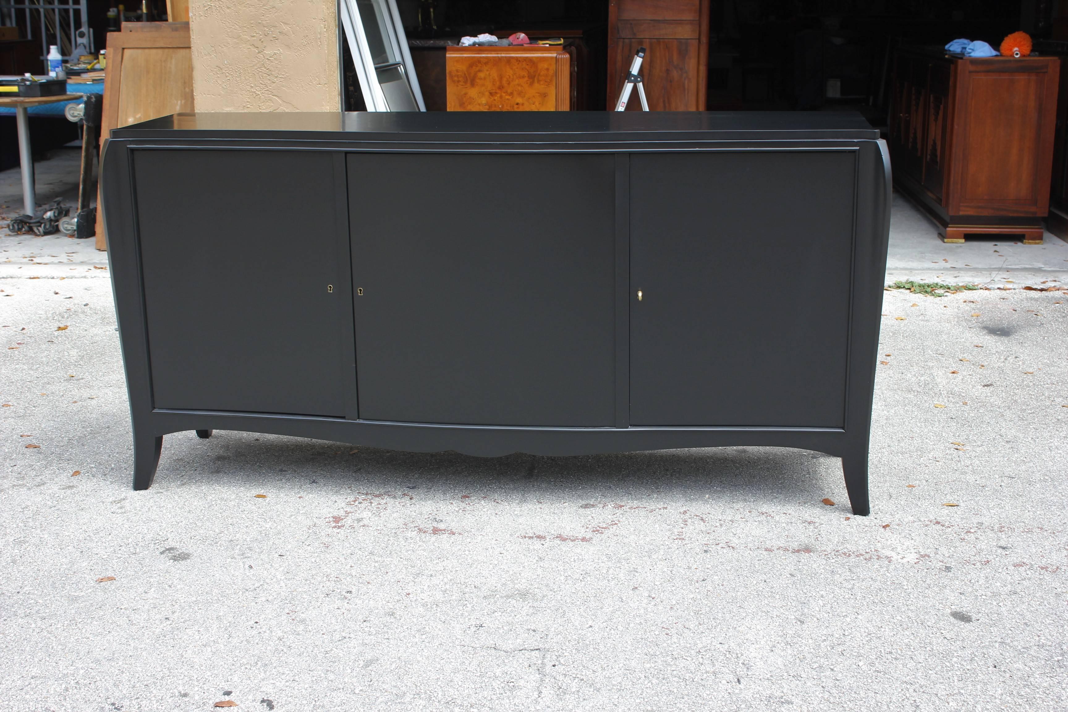 Classic French Art Deco Ebonized Sideboard or Credenza, 1940s 4