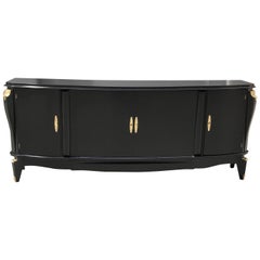 Classic French Art Deco Ebonized Sideboard / Buffet Style of Jules Leleu, 1940s