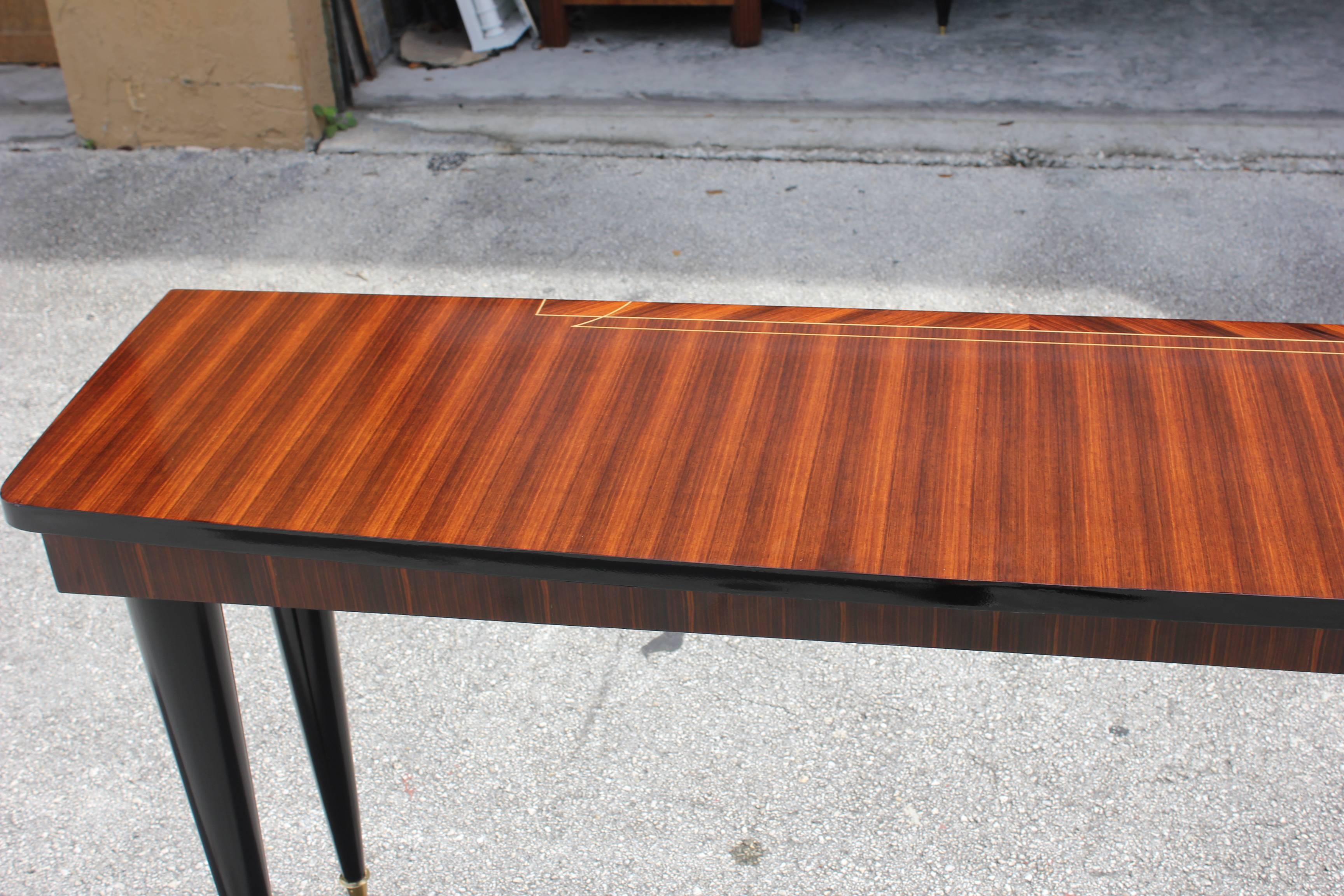 Classic French Art Deco Exotic Macassar Ebony Console Table, circa 1940s 5