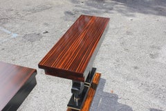 Classic French Art Deco Exotic Macassar Ebony Console Tables, circa 1940s