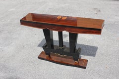 Classic French Art Deco Exotic Macassar Ebony Console Tables, circa 1940s