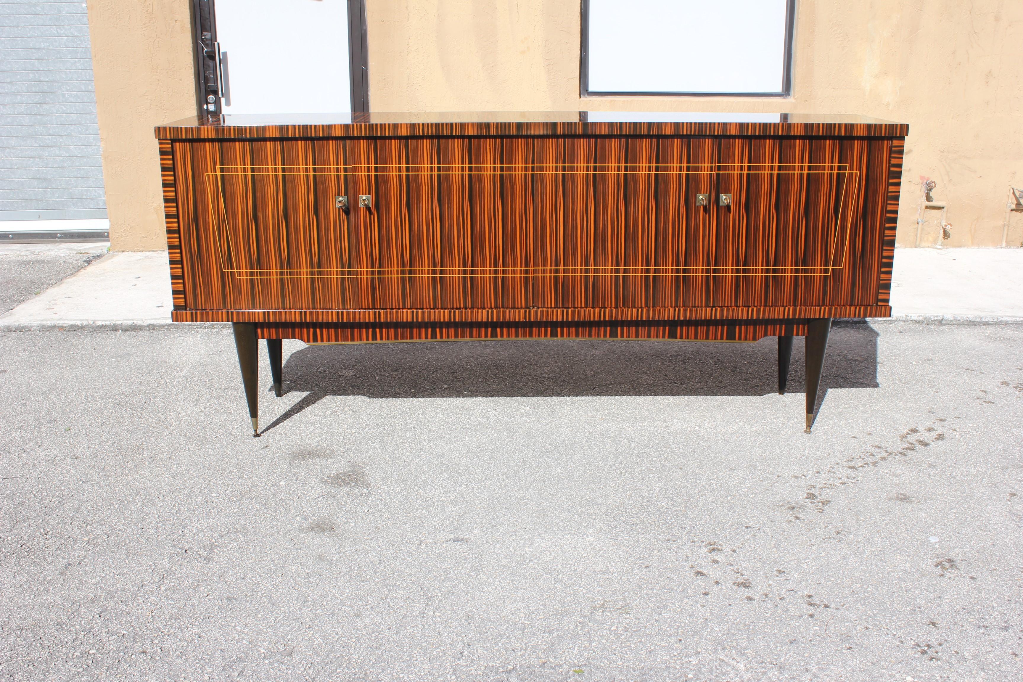 Classic French Modern Exotic Macassar Ebony Sideboard / Buffet / Crendenzas 6