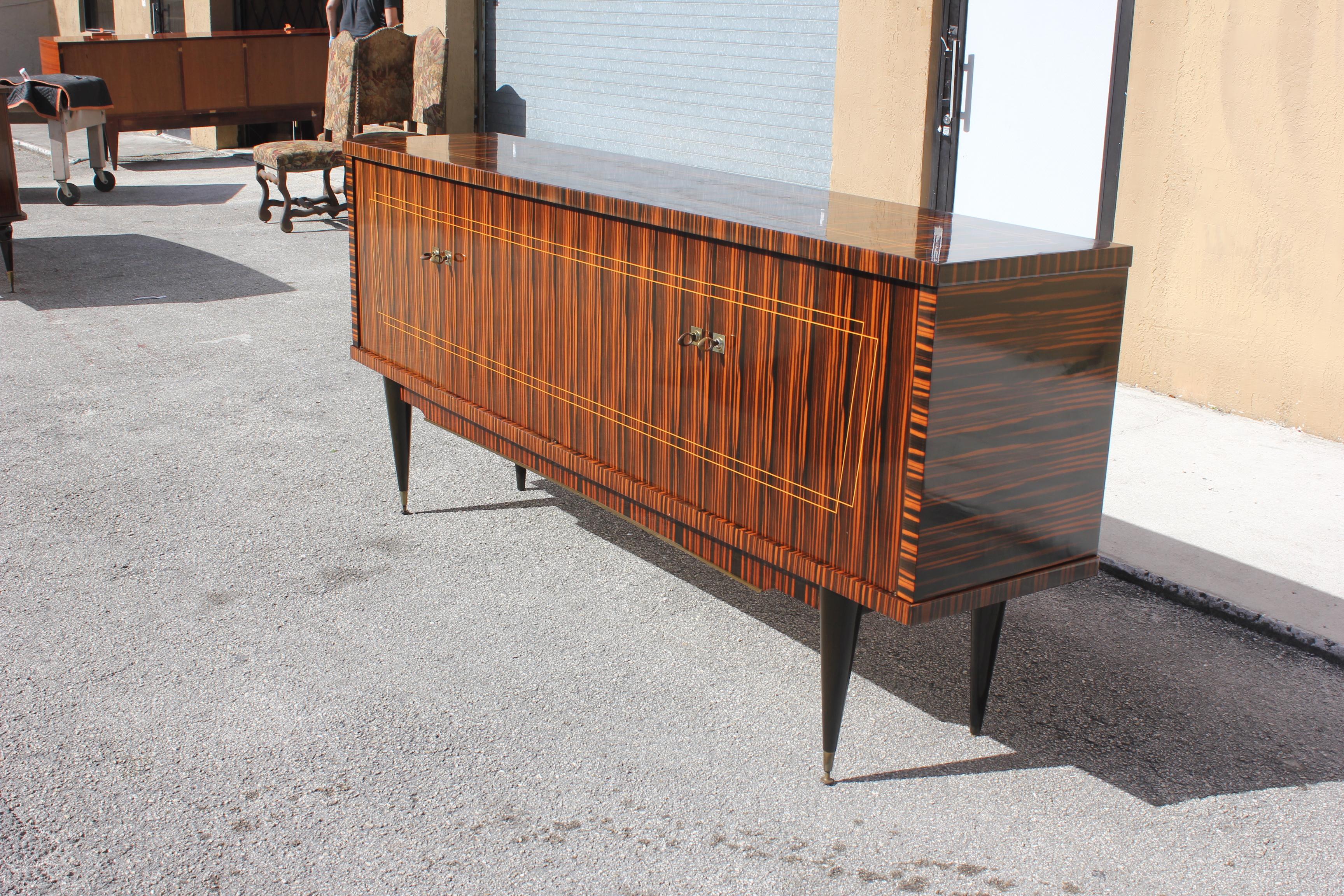 Mid-20th Century Classic French Modern Exotic Macassar Ebony Sideboard / Buffet / Crendenzas