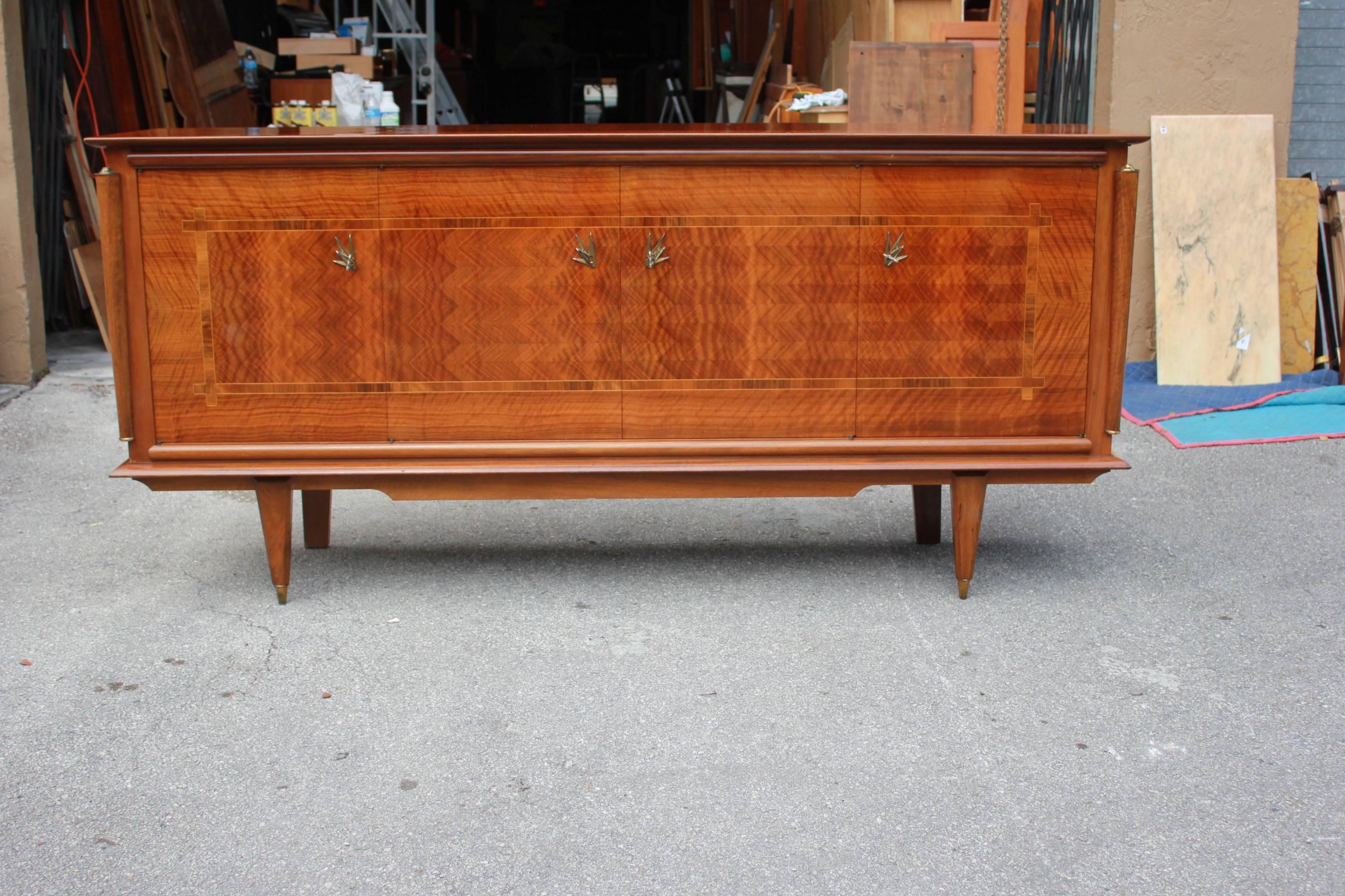Classic French Art Deco Light Macassar Ebony with Rosewood Sideboard or Buffet 6