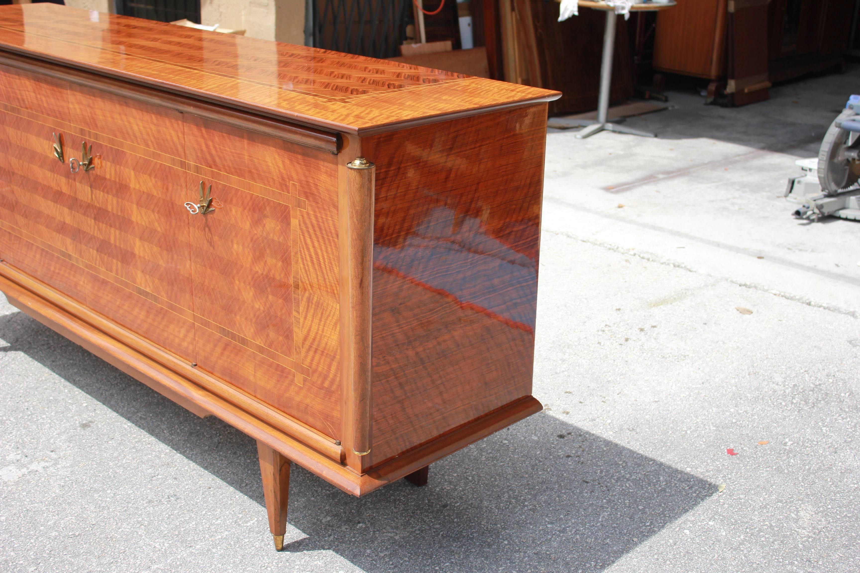 Mid-20th Century Classic French Art Deco Light Macassar Ebony with Rosewood Sideboard or Buffet