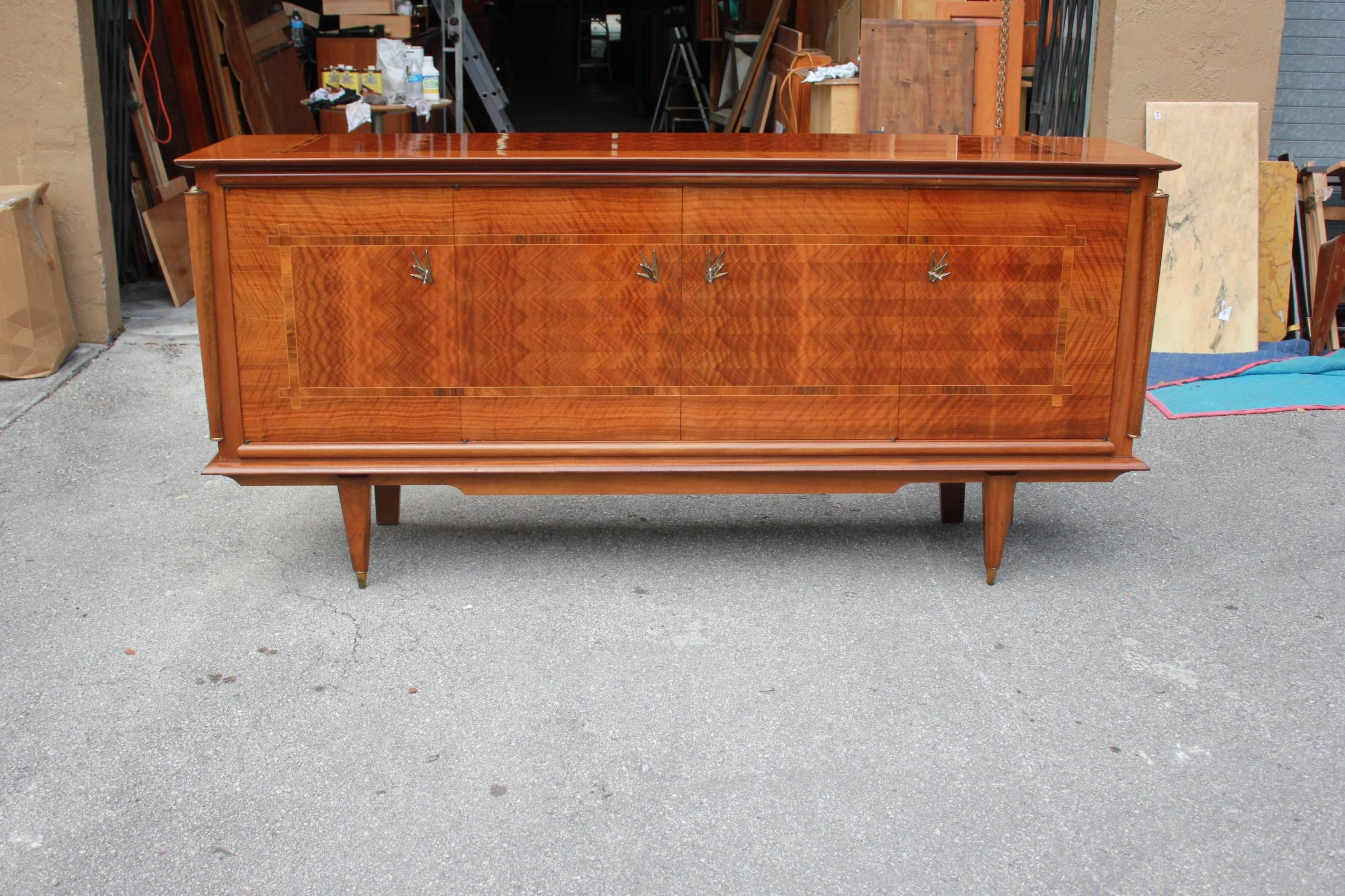 Classic French Art Deco Light Macassar Ebony with Rosewood Sideboard or Buffet 4
