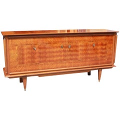 Vintage Classic French Art Deco Light Macassar Ebony with Rosewood Sideboard or Buffet
