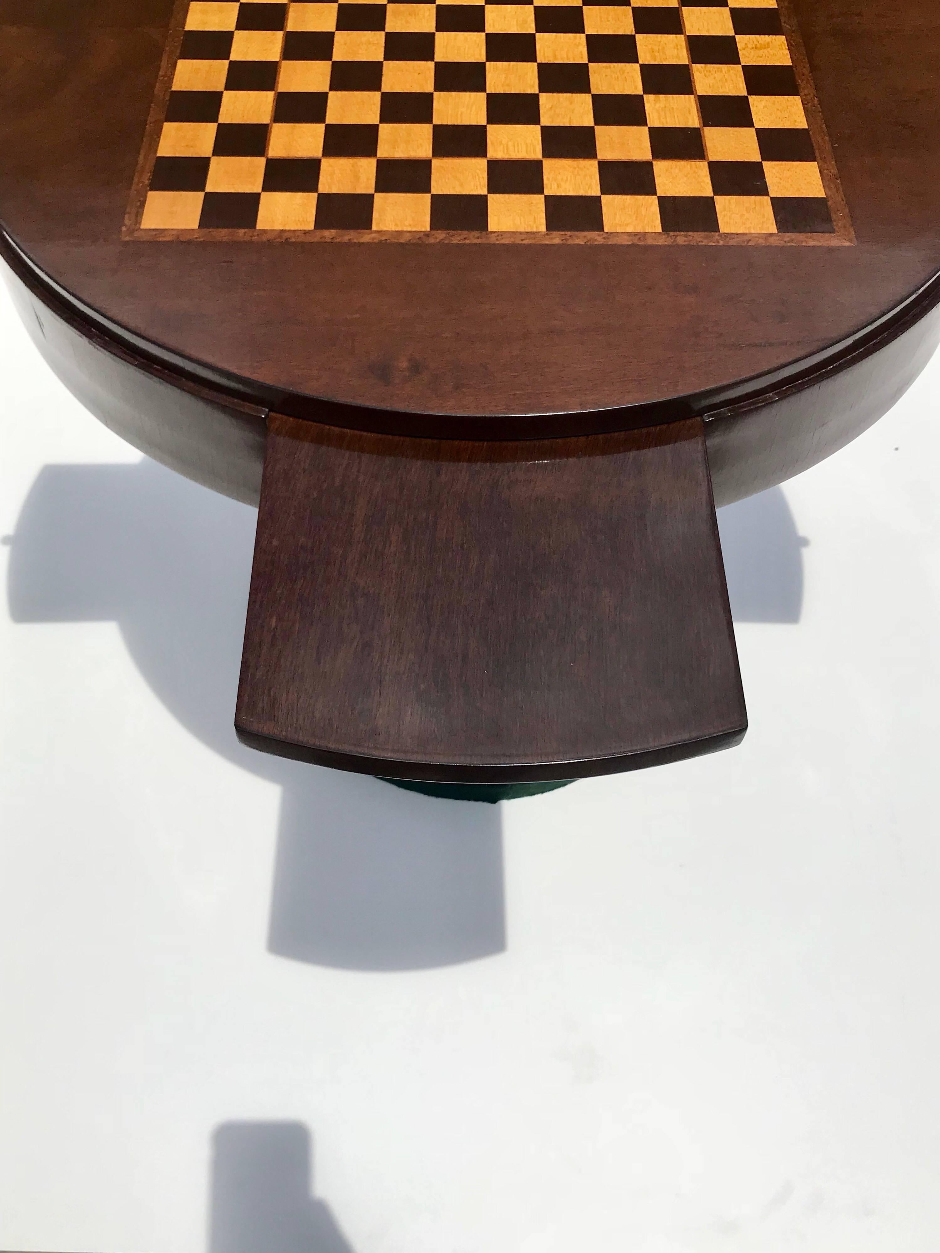 Classic French Art Deco Rosewood Round Game Table, circa 1940s 5