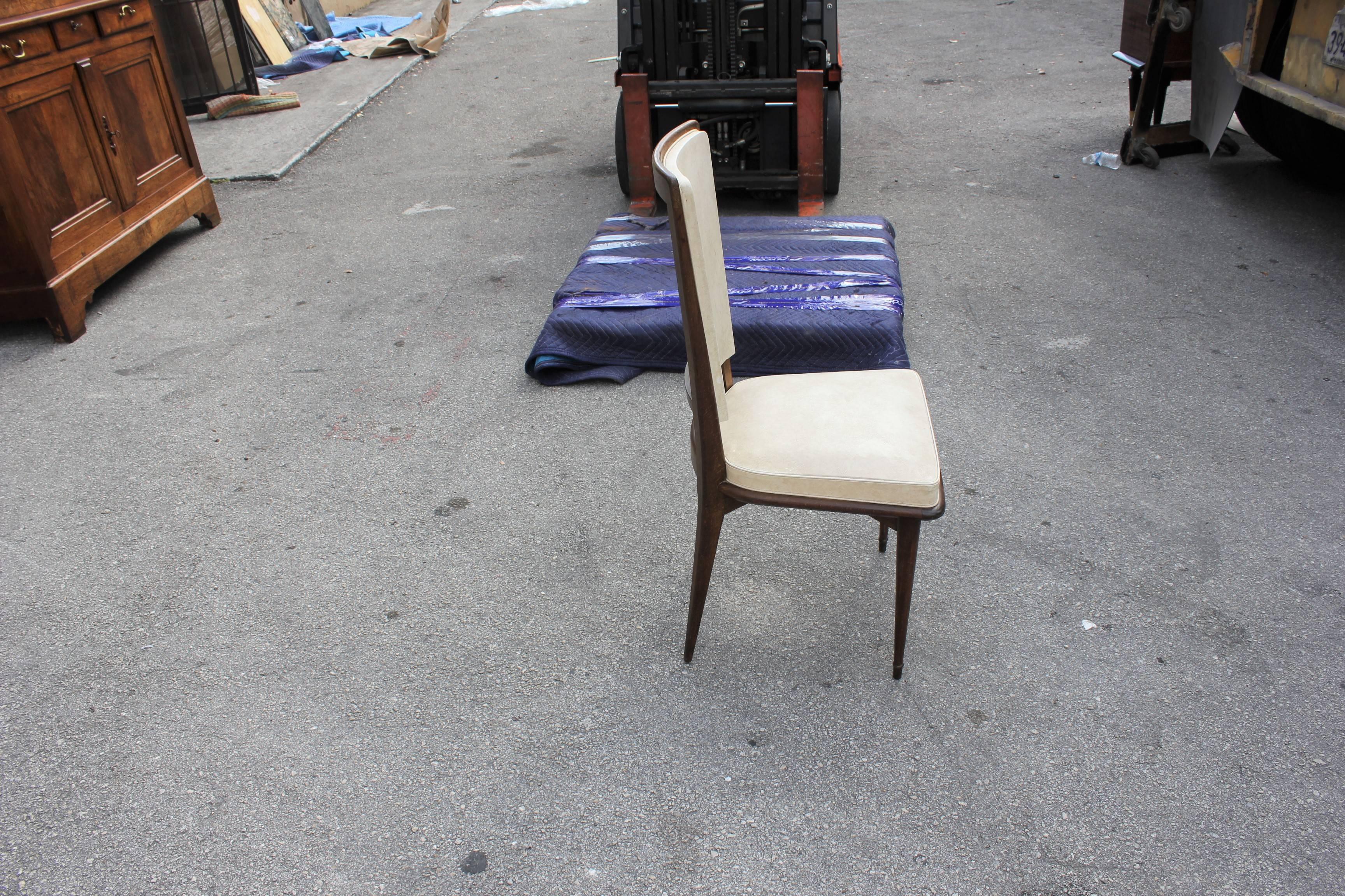 Classic French Art Deco Solid Mahogany Dining Chairs, circa 1940s 2