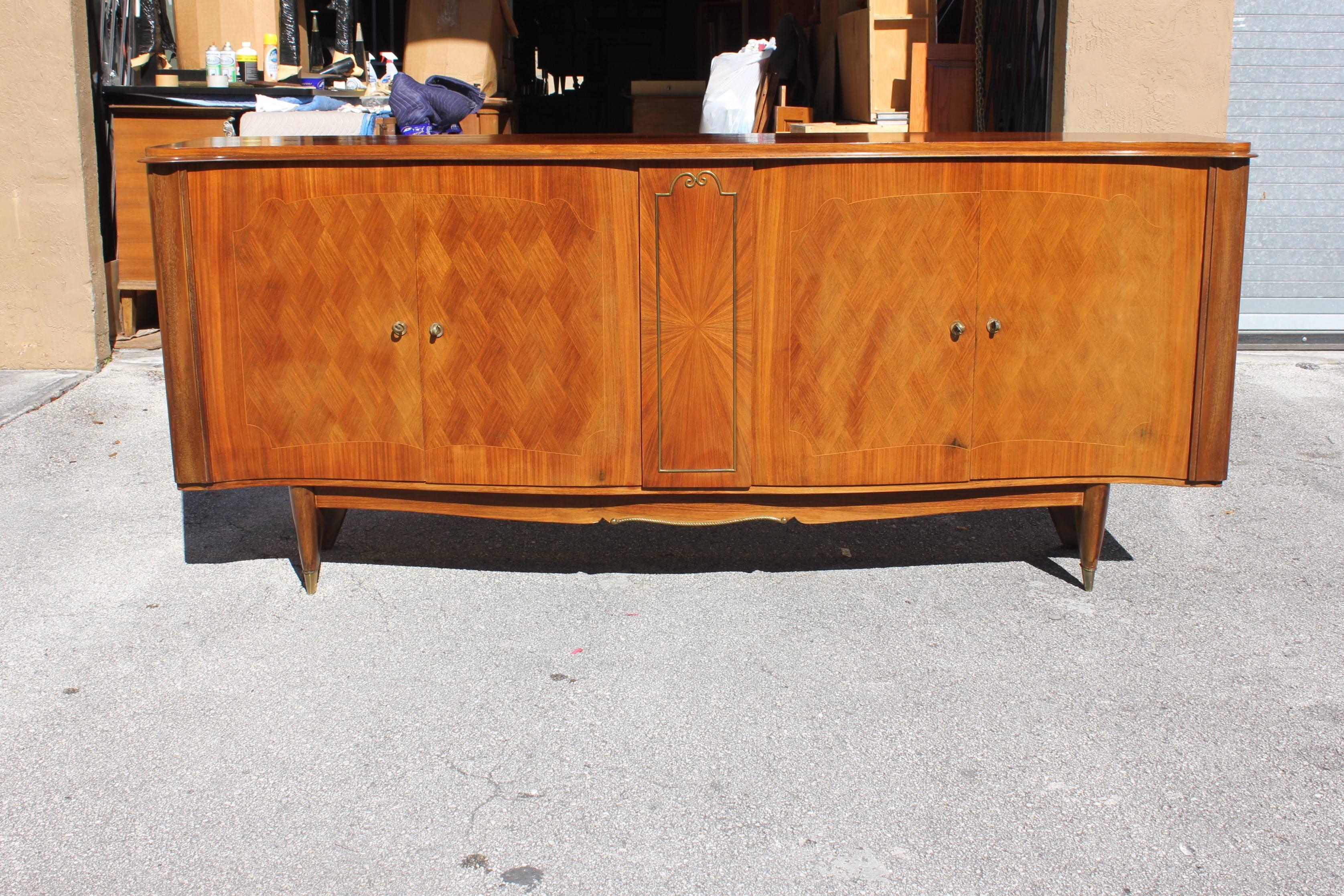 Classic French Art Deco Sunburst Centre Sideboard Rosewood by Jules Leleu Style 5