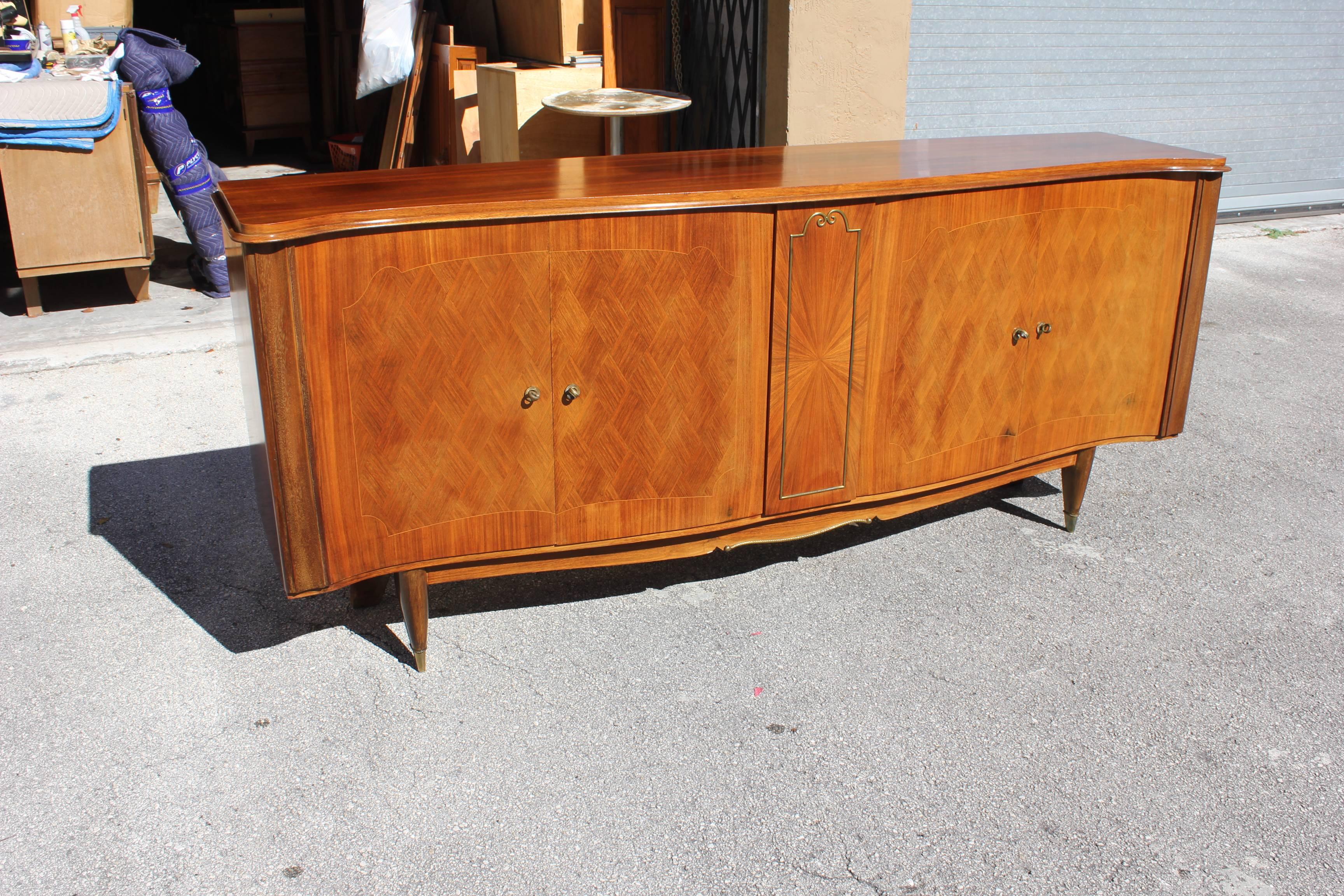 Classic French Art Deco Sunburst Centre Sideboard Rosewood by Jules Leleu Style 11