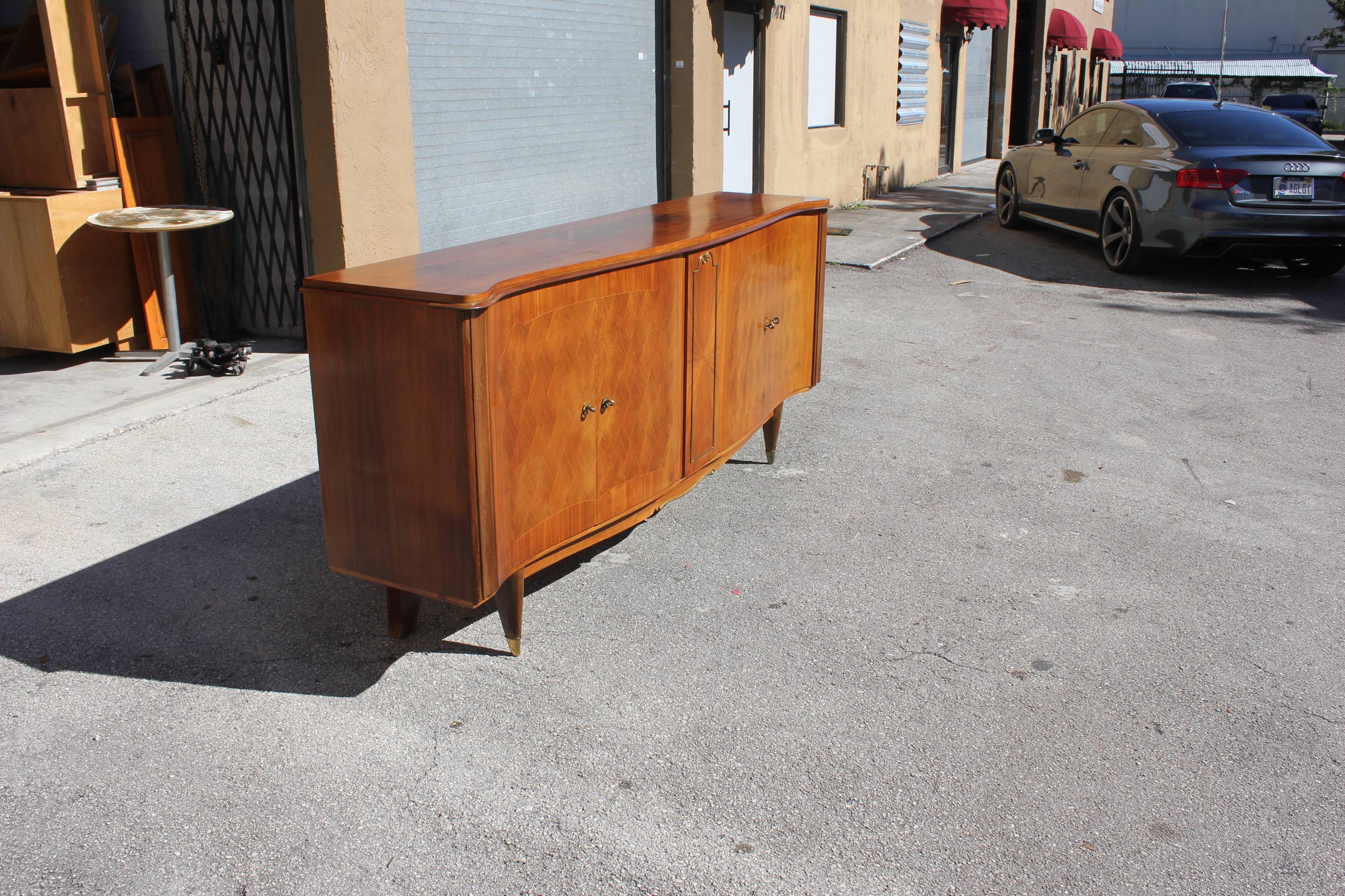 Mid-20th Century Classic French Art Deco Sunburst Centre Sideboard Rosewood by Jules Leleu Style