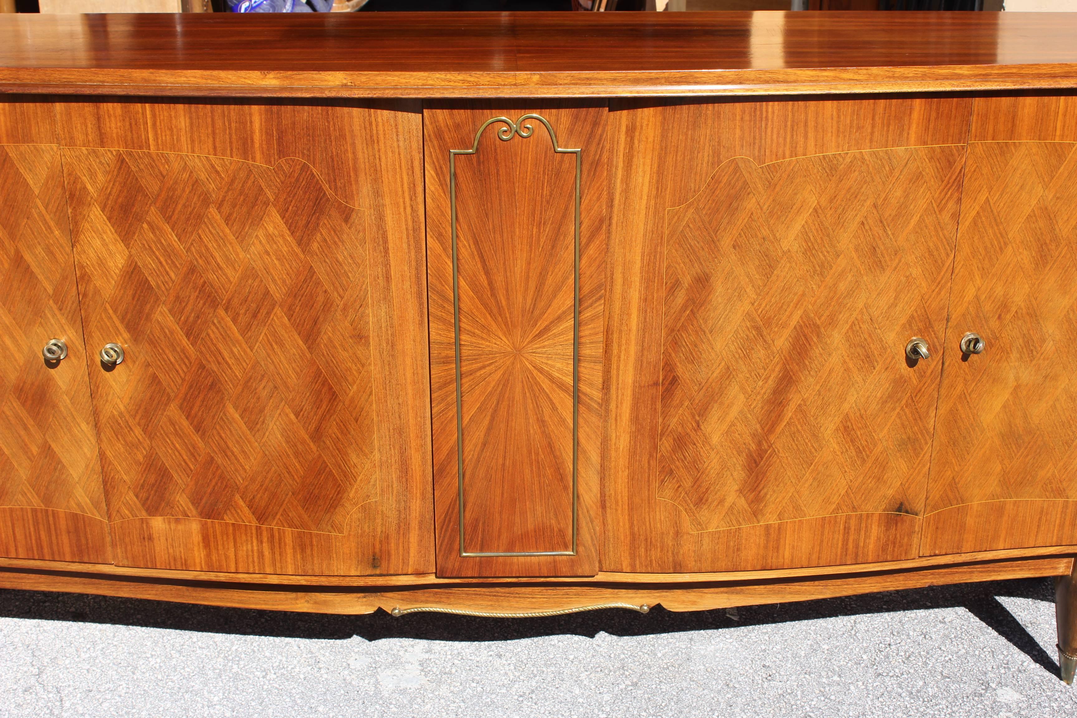 Bronze Classic French Art Deco Sunburst Centre Sideboard Rosewood by Jules Leleu Style