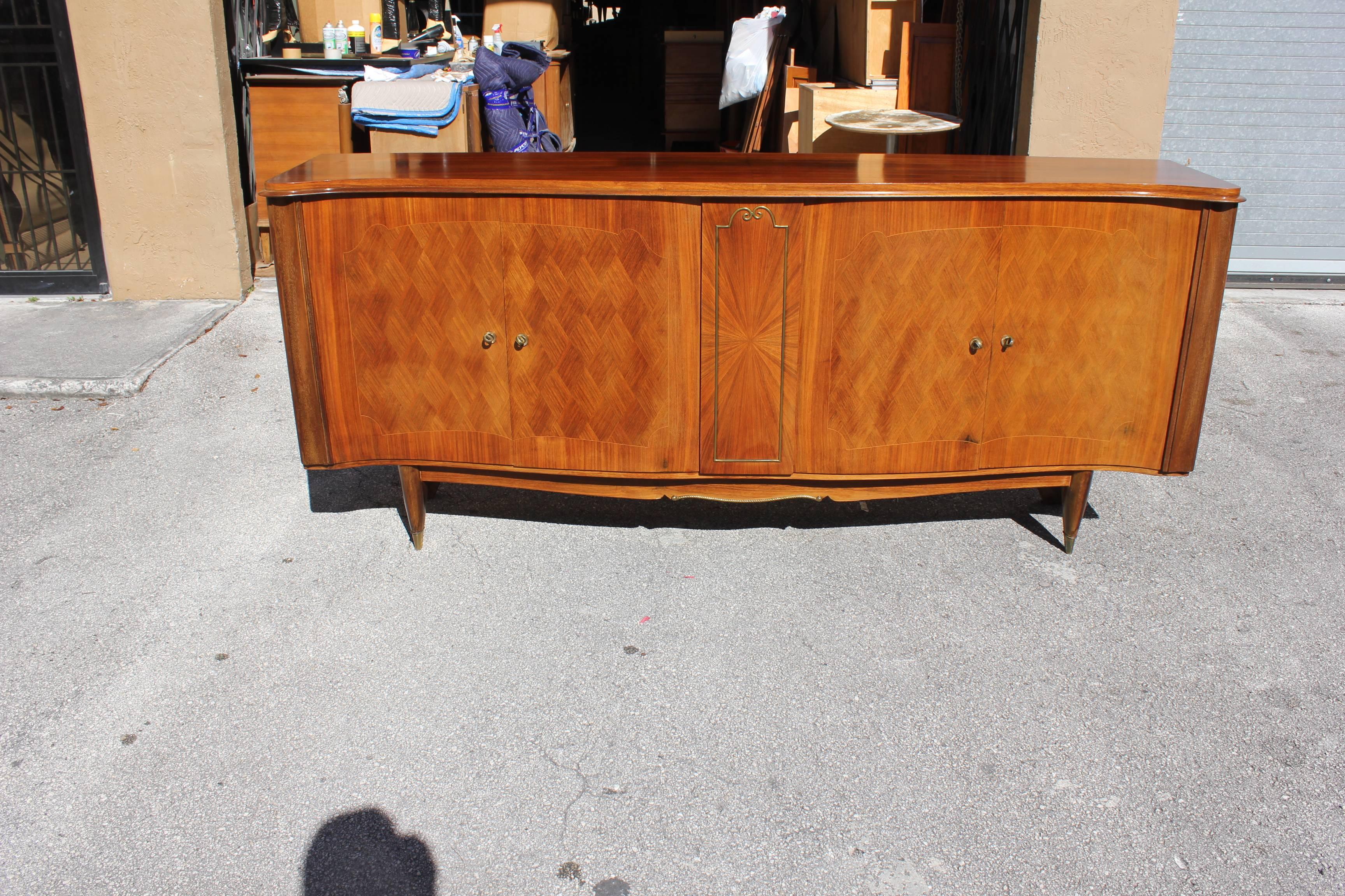 Classic French Art Deco Sunburst Centre Sideboard Rosewood by Jules Leleu Style 1