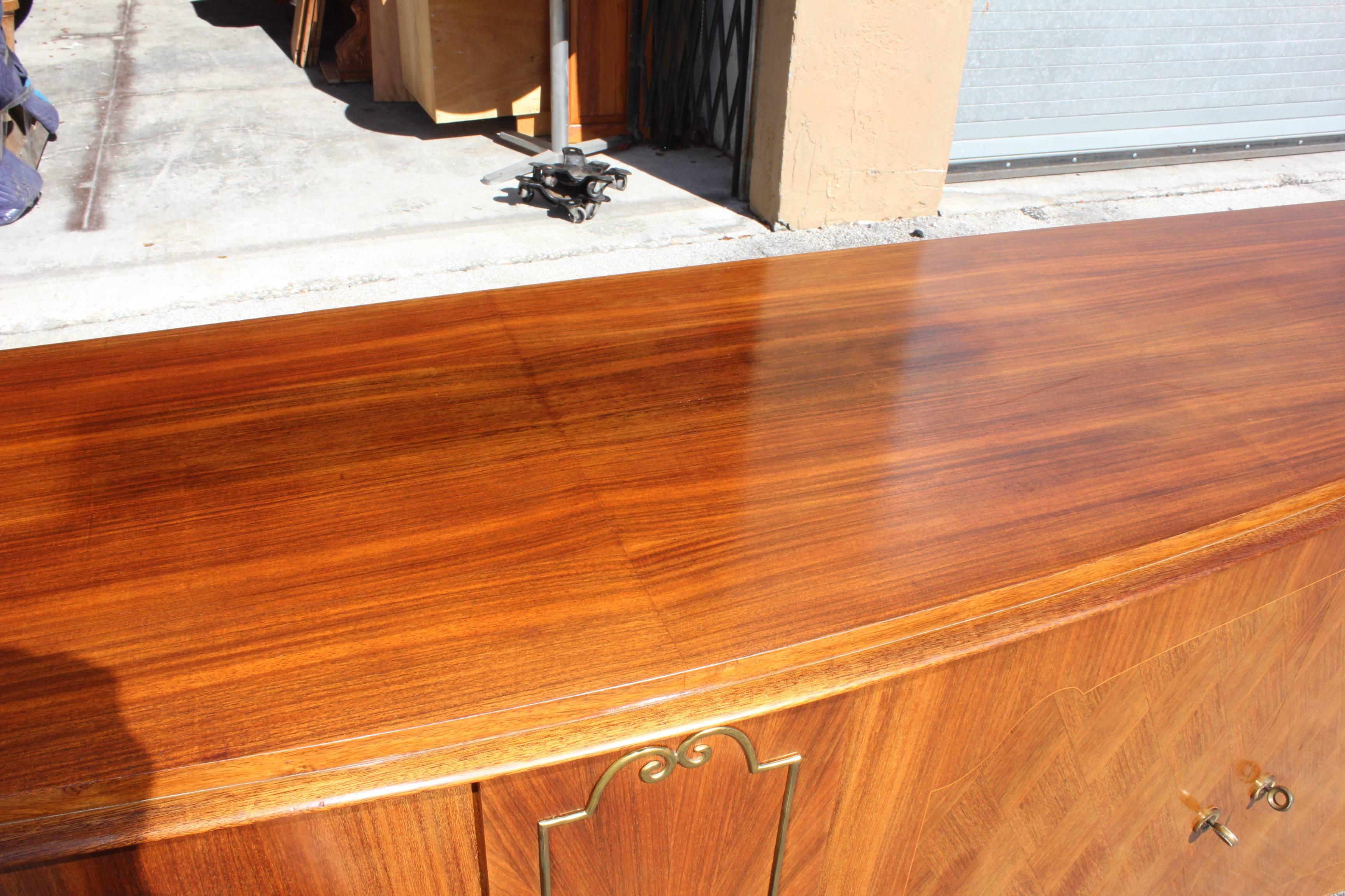 Classic French Art Deco Sunburst Centre Sideboard Rosewood by Jules Leleu Style 2