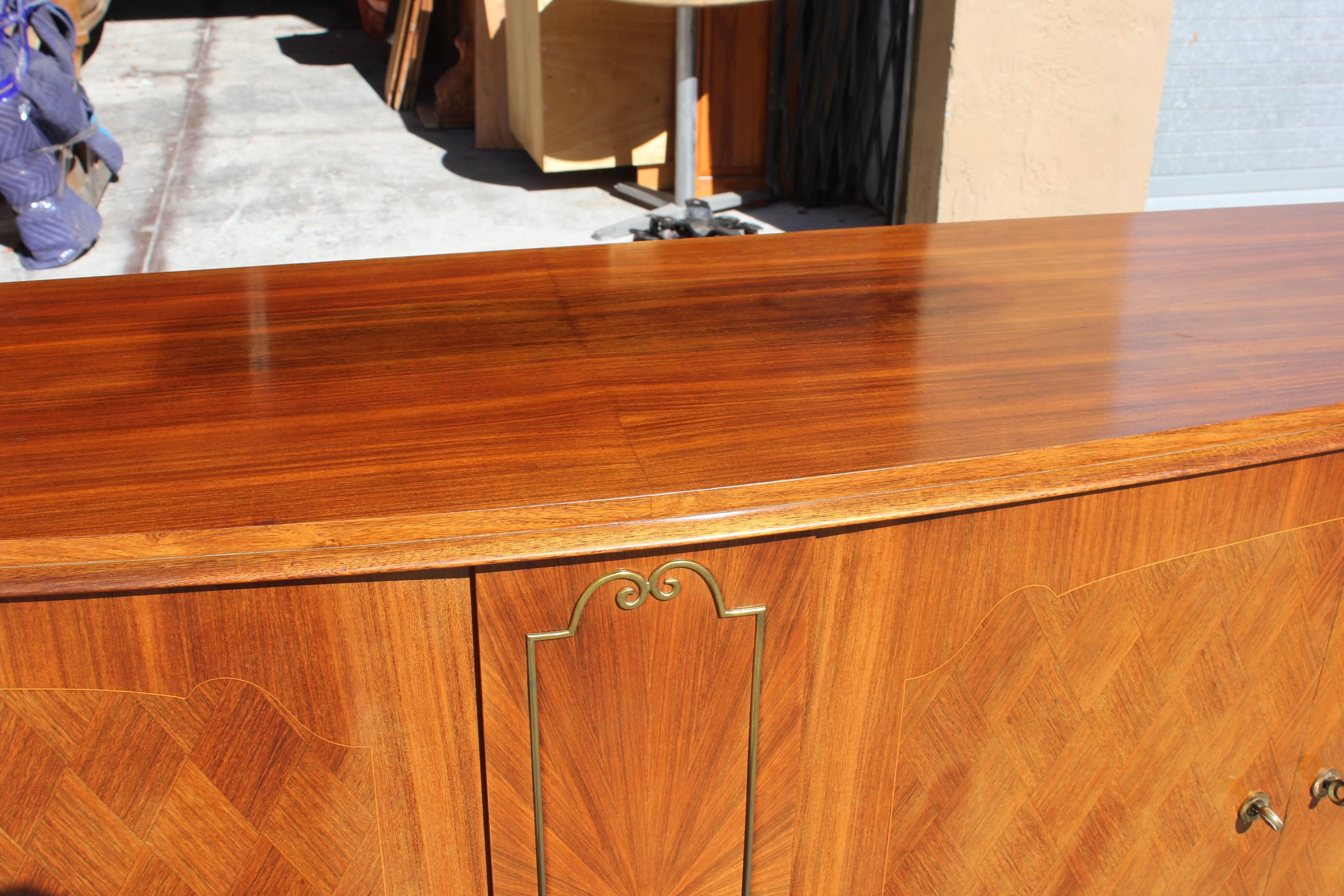 Classic French Art Deco Sunburst Centre Sideboard Rosewood by Jules Leleu Style 3