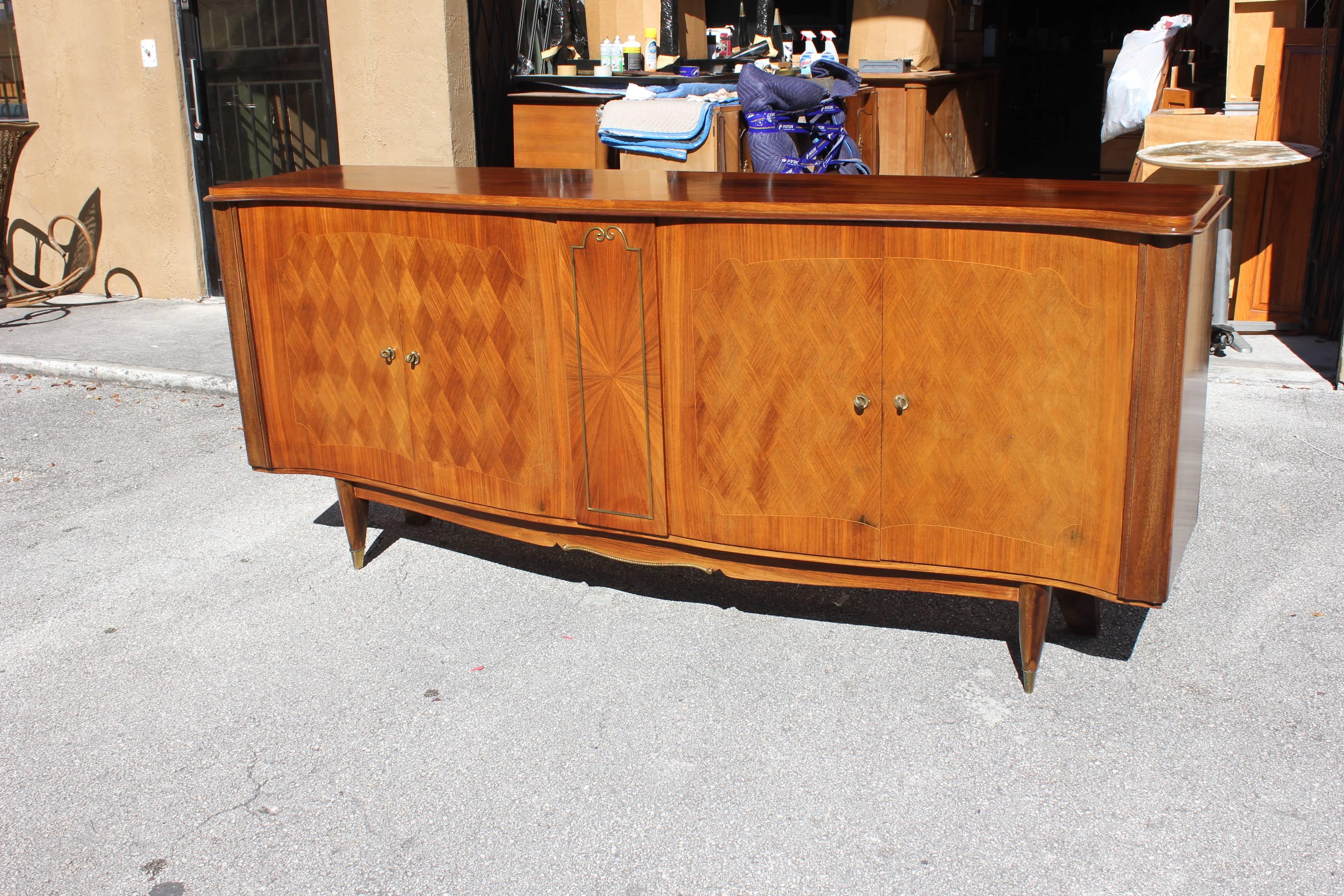 Classic French Art Deco Sunburst Centre Sideboard Rosewood by Jules Leleu Style 4