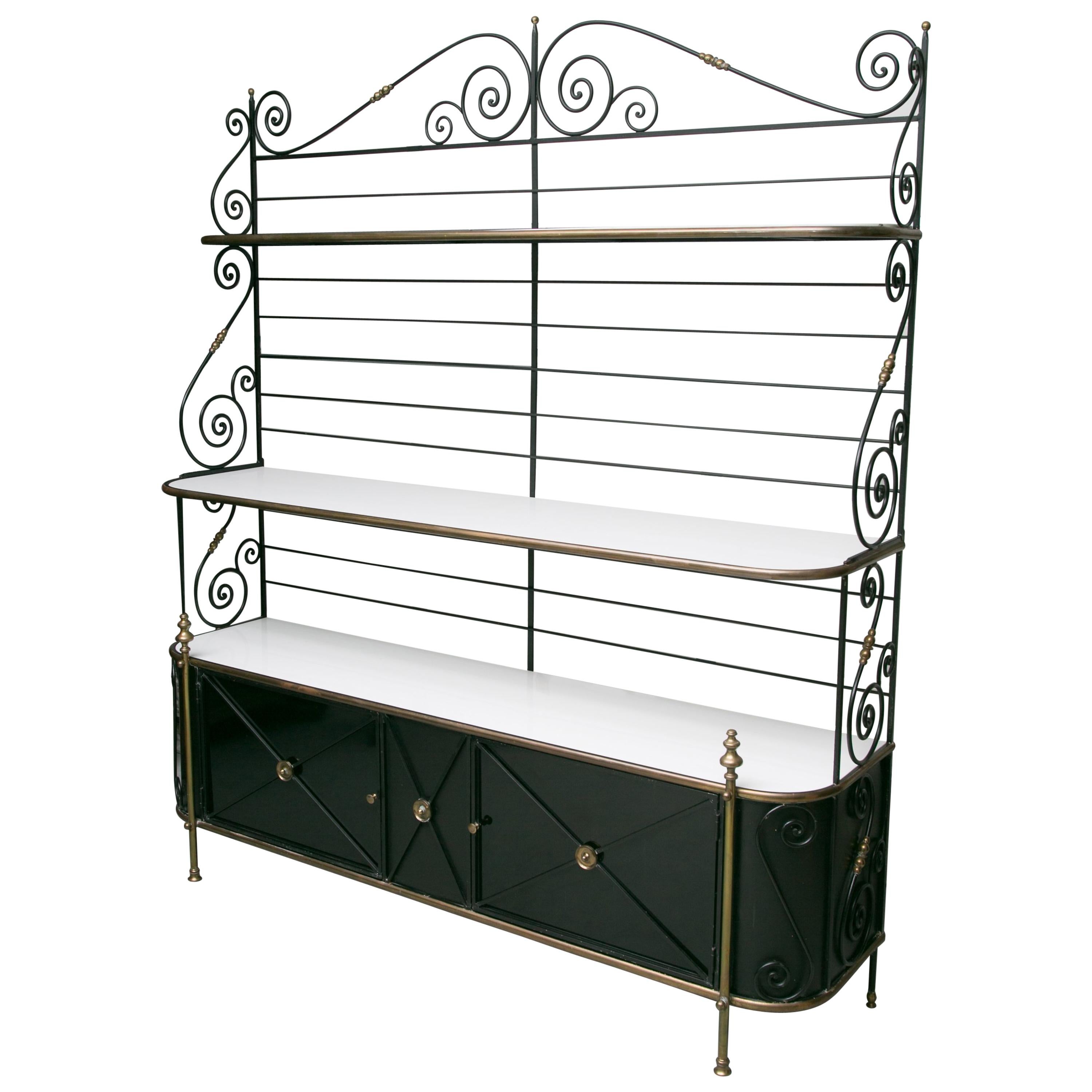 Classic French Baker’s Rack with Glass Shelving at 1stDibs