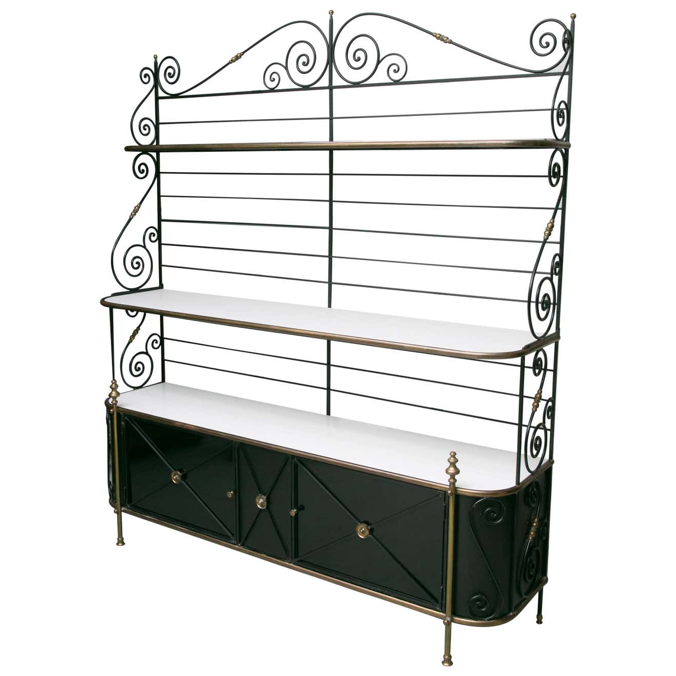 Classic French Baker’s Rack with Glass Shelving at 1stDibs