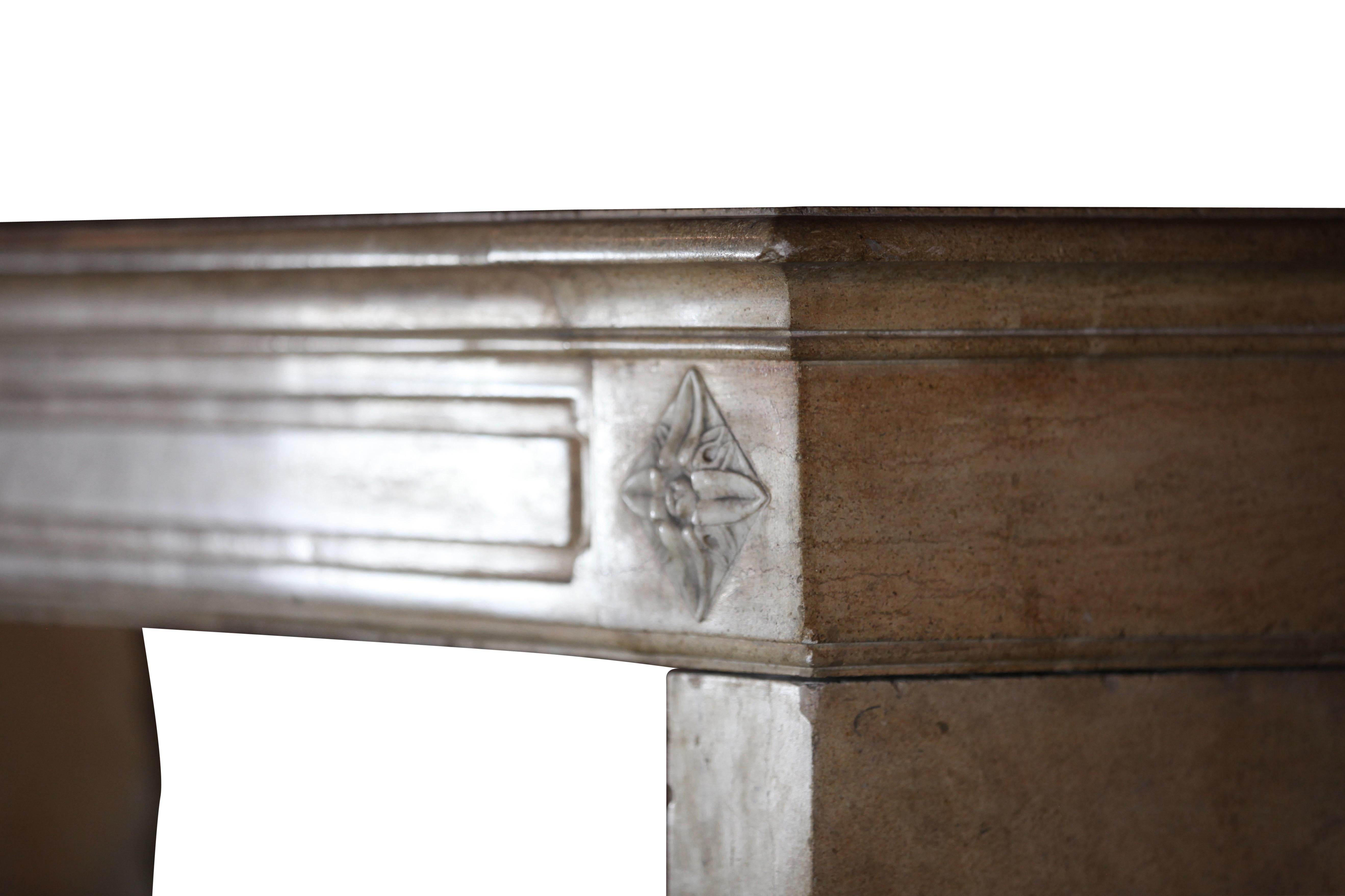 20th Century Classic French Chique Style Limestone Fireplace Surround with Marble For Sale