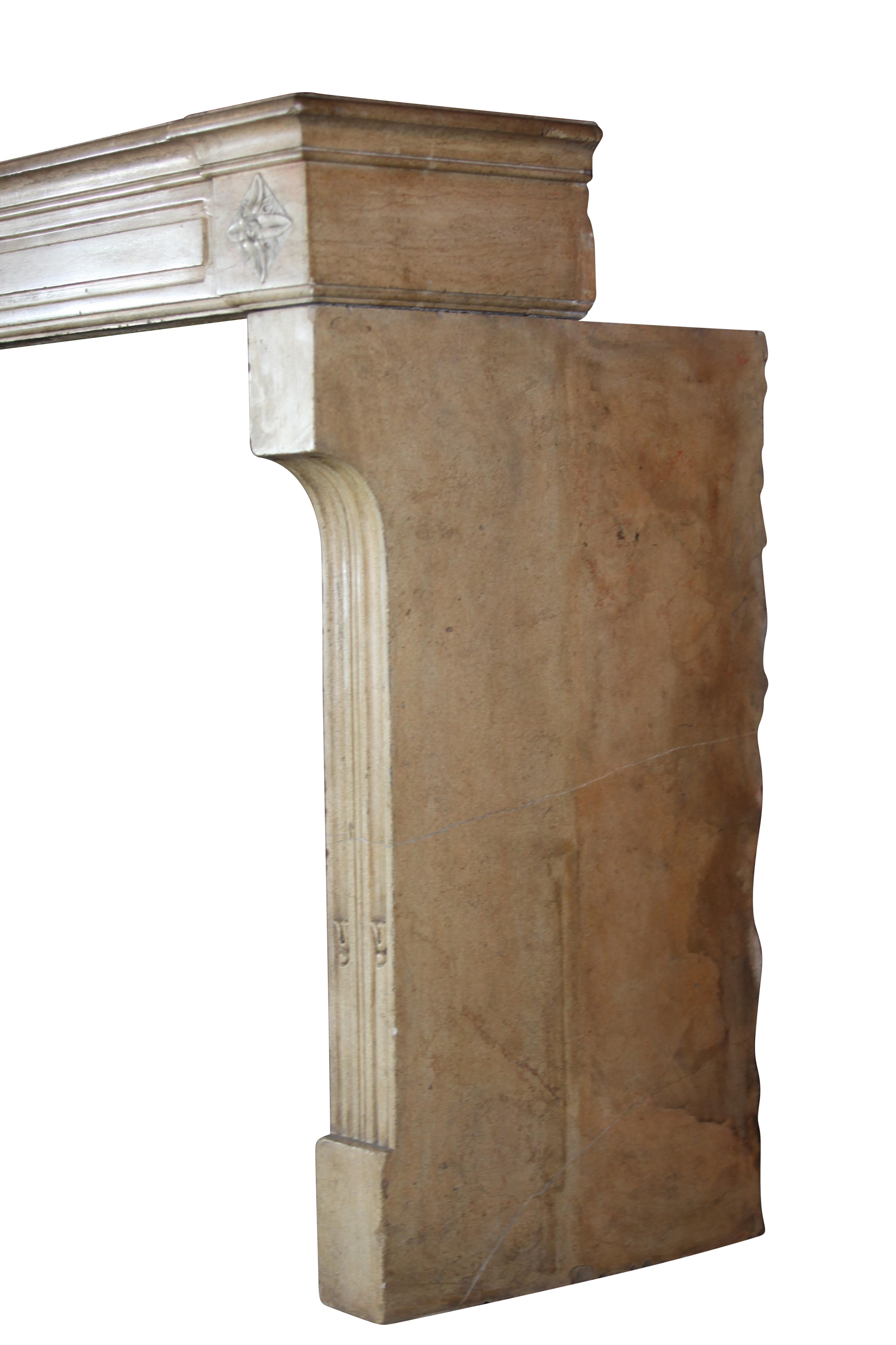Classic French Chique Style Limestone Fireplace Surround with Marble For Sale 2