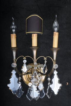 classic French crystal sconce, 20th century.  Silver