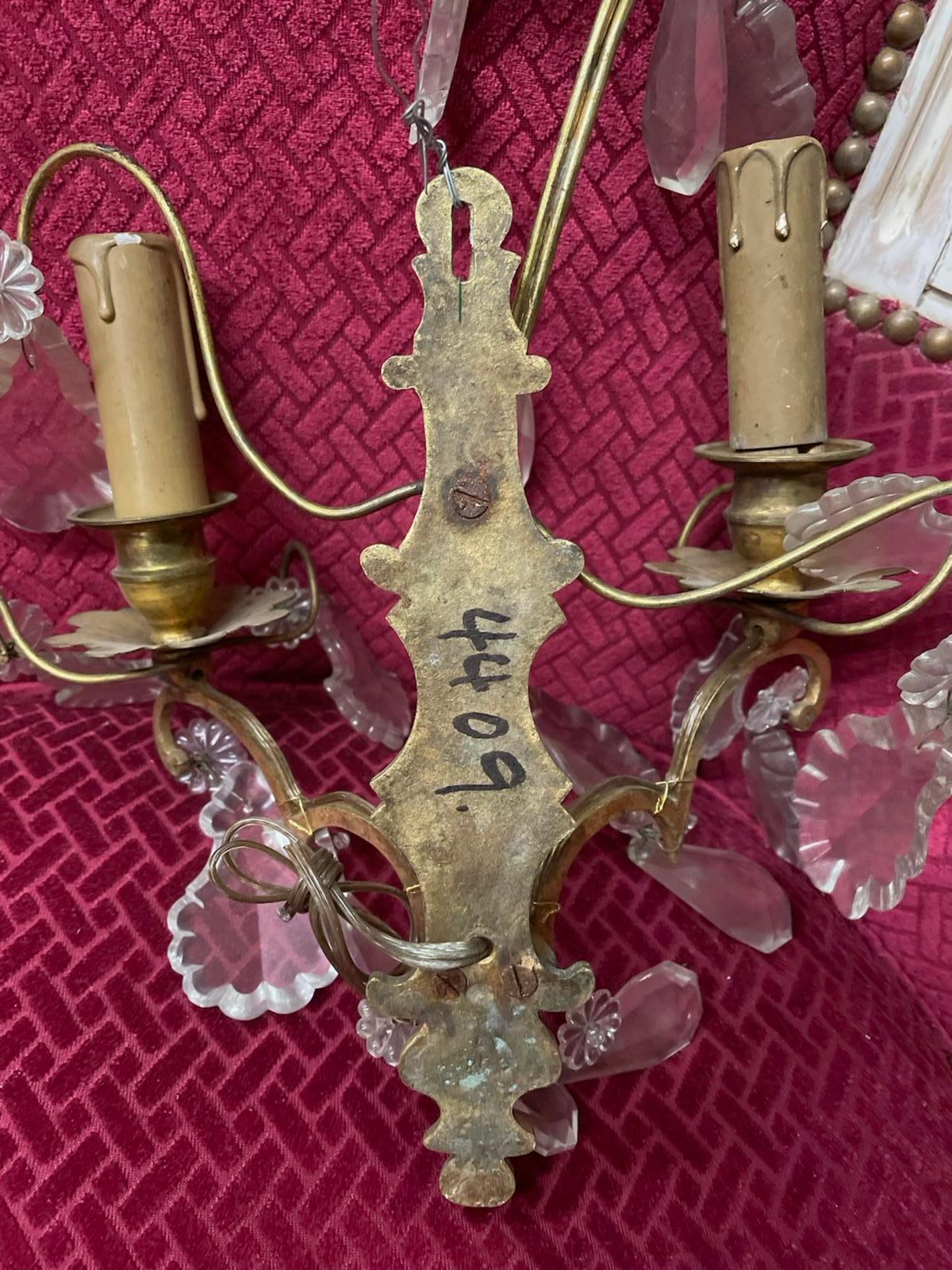 20th Century Classic French Crystal Sconces, Pair