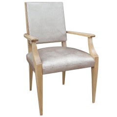 Used Classic French Desk Chair in Faux Shagreen Leather