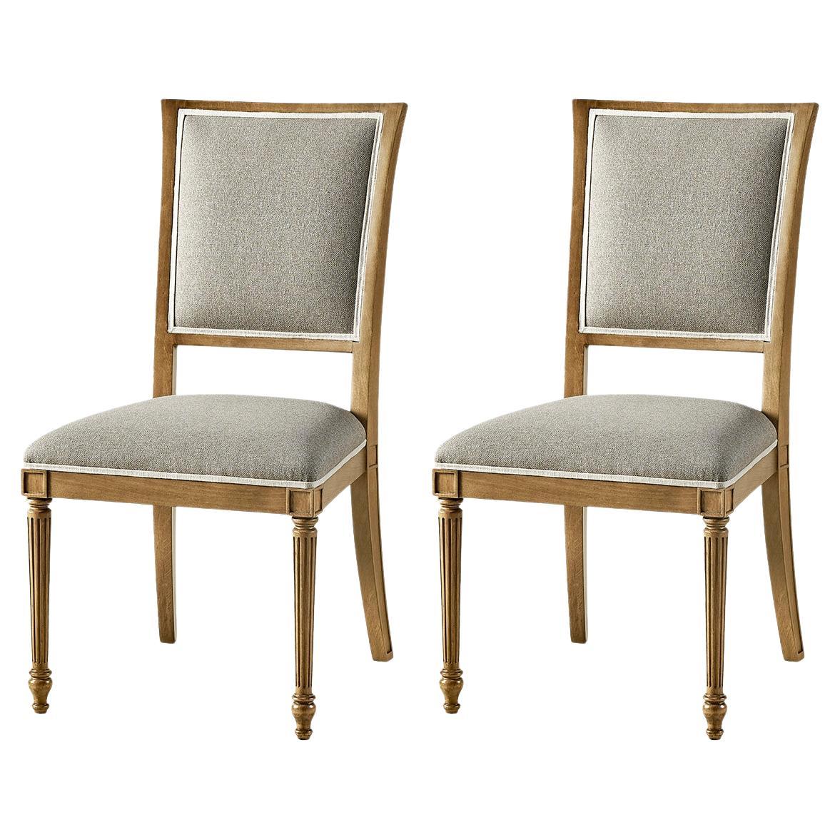 Classic French Dining Chairs in Cherry Finish For Sale