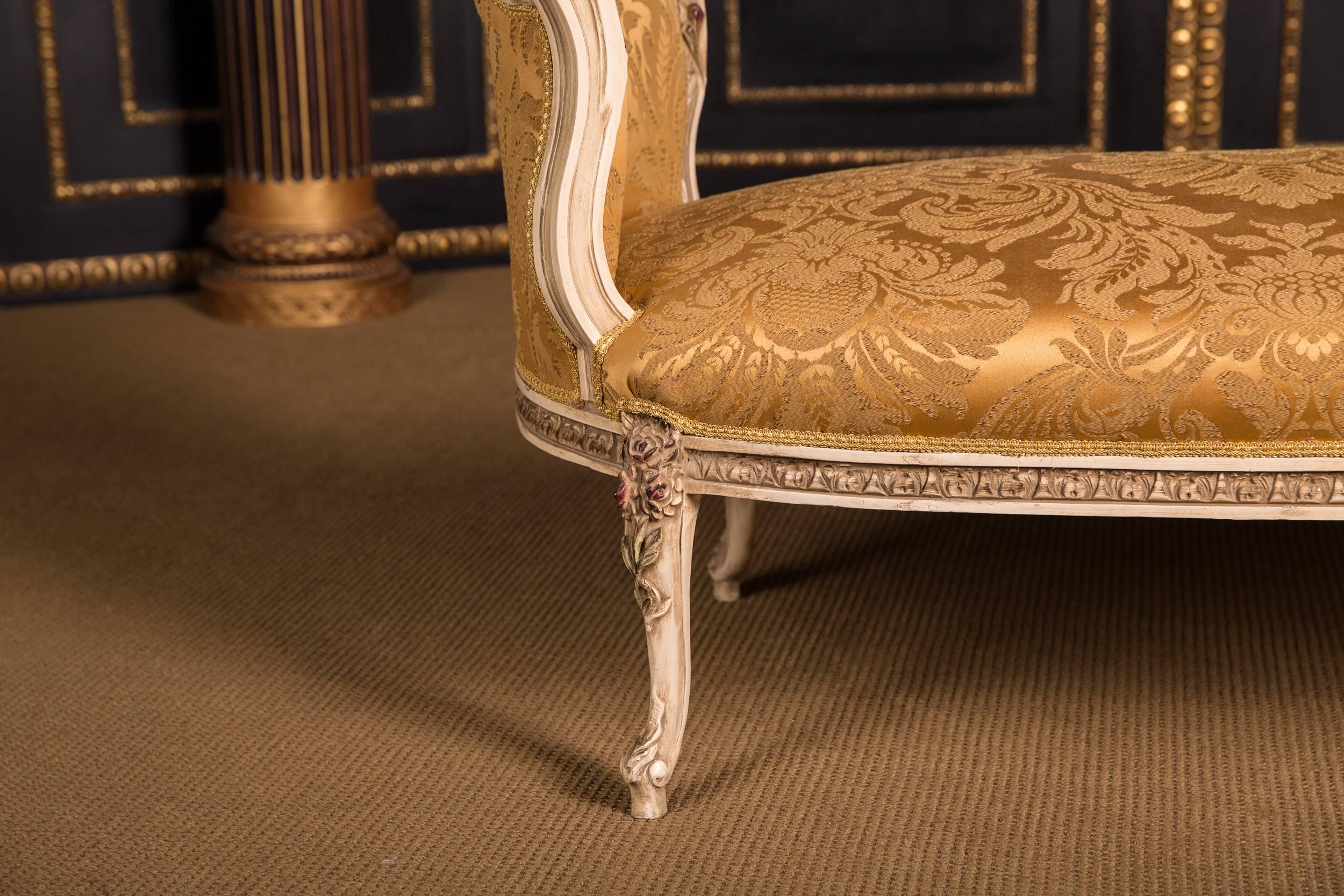 Hand-Carved Classic French Gondola Stool in Louis XV Style