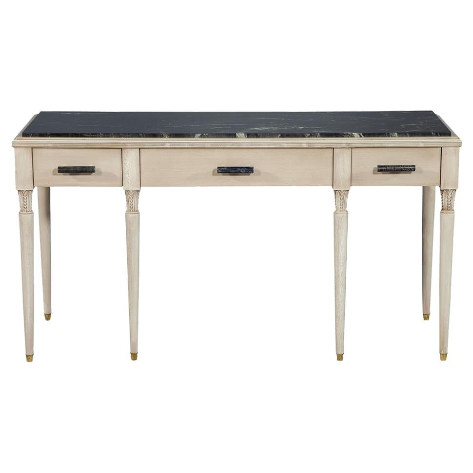 Classic French Inspired Marble-Top Console Hall Table