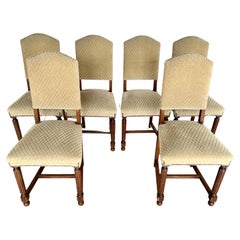Vintage Classic French Louis XIII Styled Side Dining Chairs - Set of 6