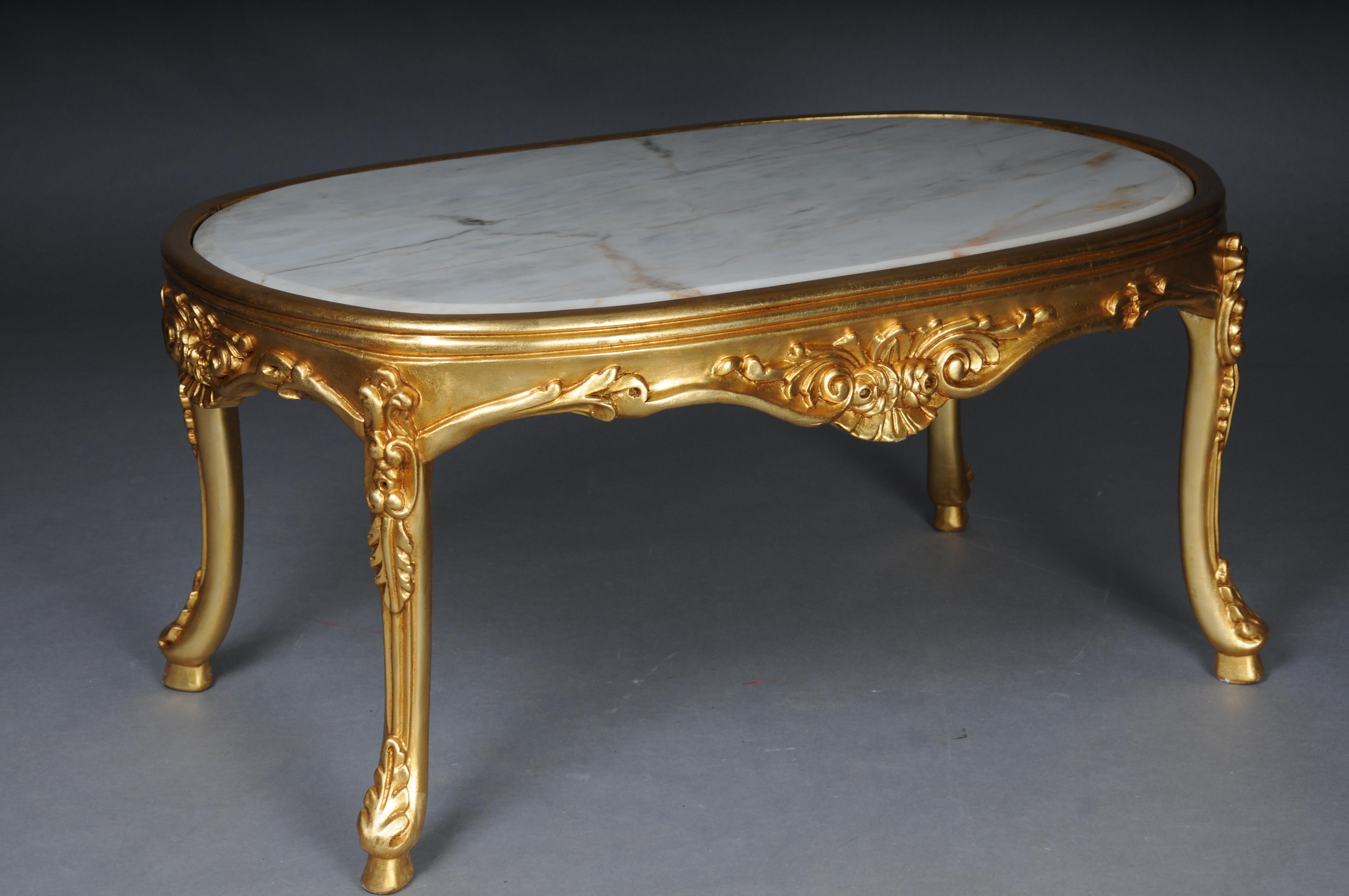 Mesa de centro clásica francesa Luis XV con tapa de mármol blanco/beige/crema en Bueno estado para la venta en Berlin, DE