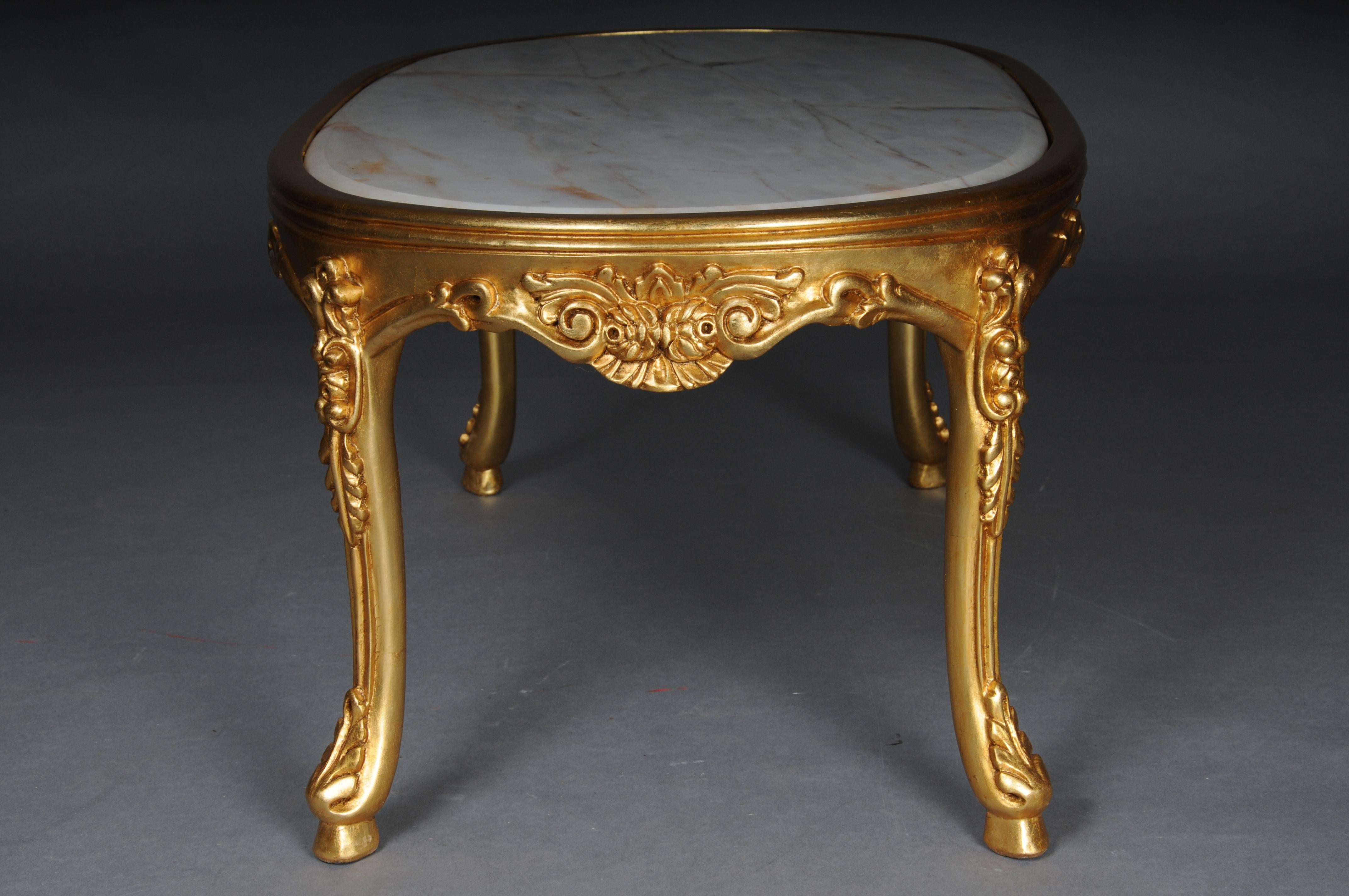 Mesa de centro clásica francesa Luis XV con tapa de mármol blanco/beige/crema en venta 1