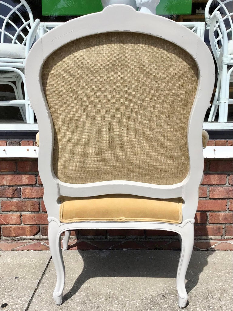 Classic French Louis XV Fauteuil Chair in New Gold Velvet Upholstery