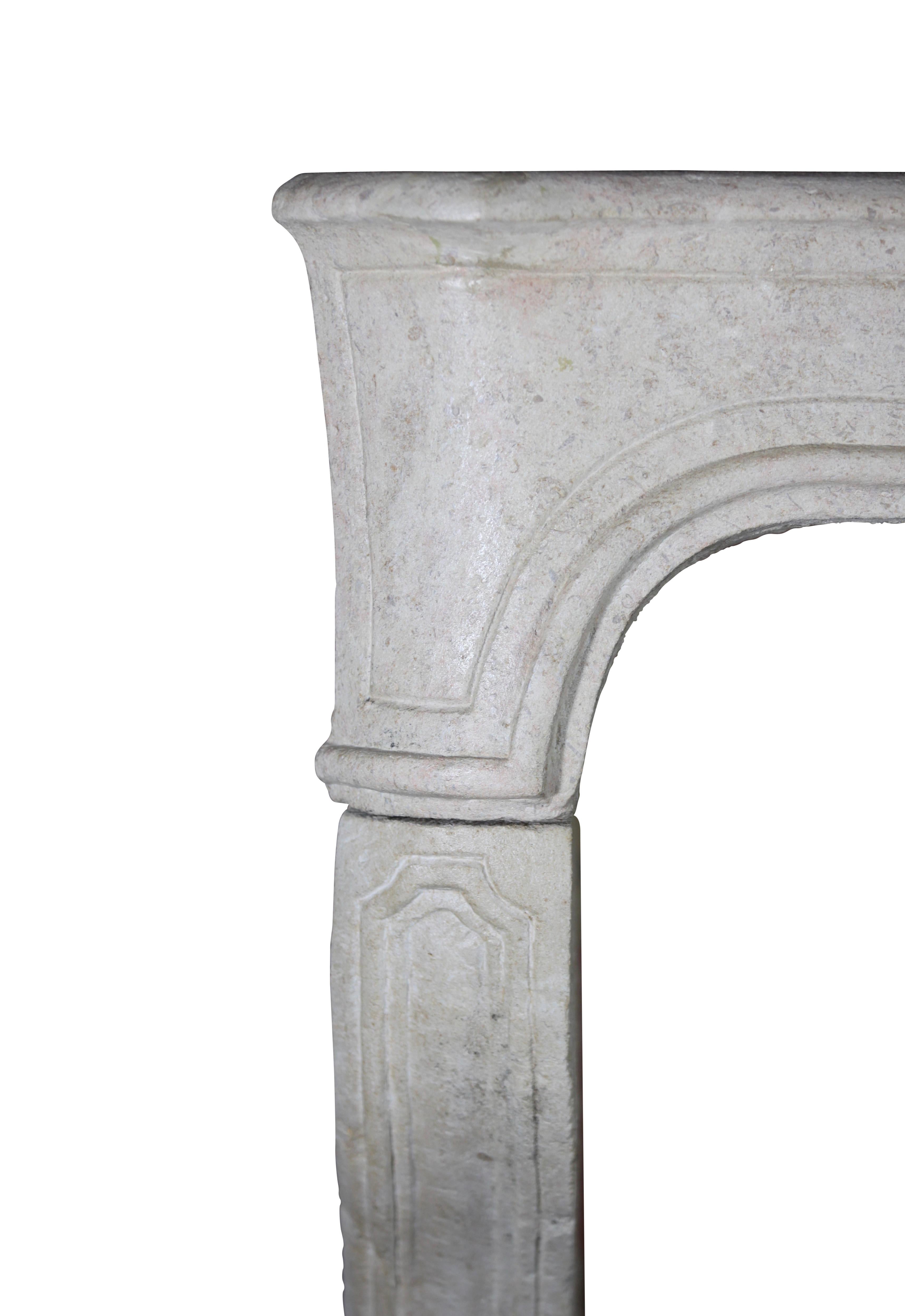 Classic French Louis XV Period Fireplace Surround in Limestone For Sale 5