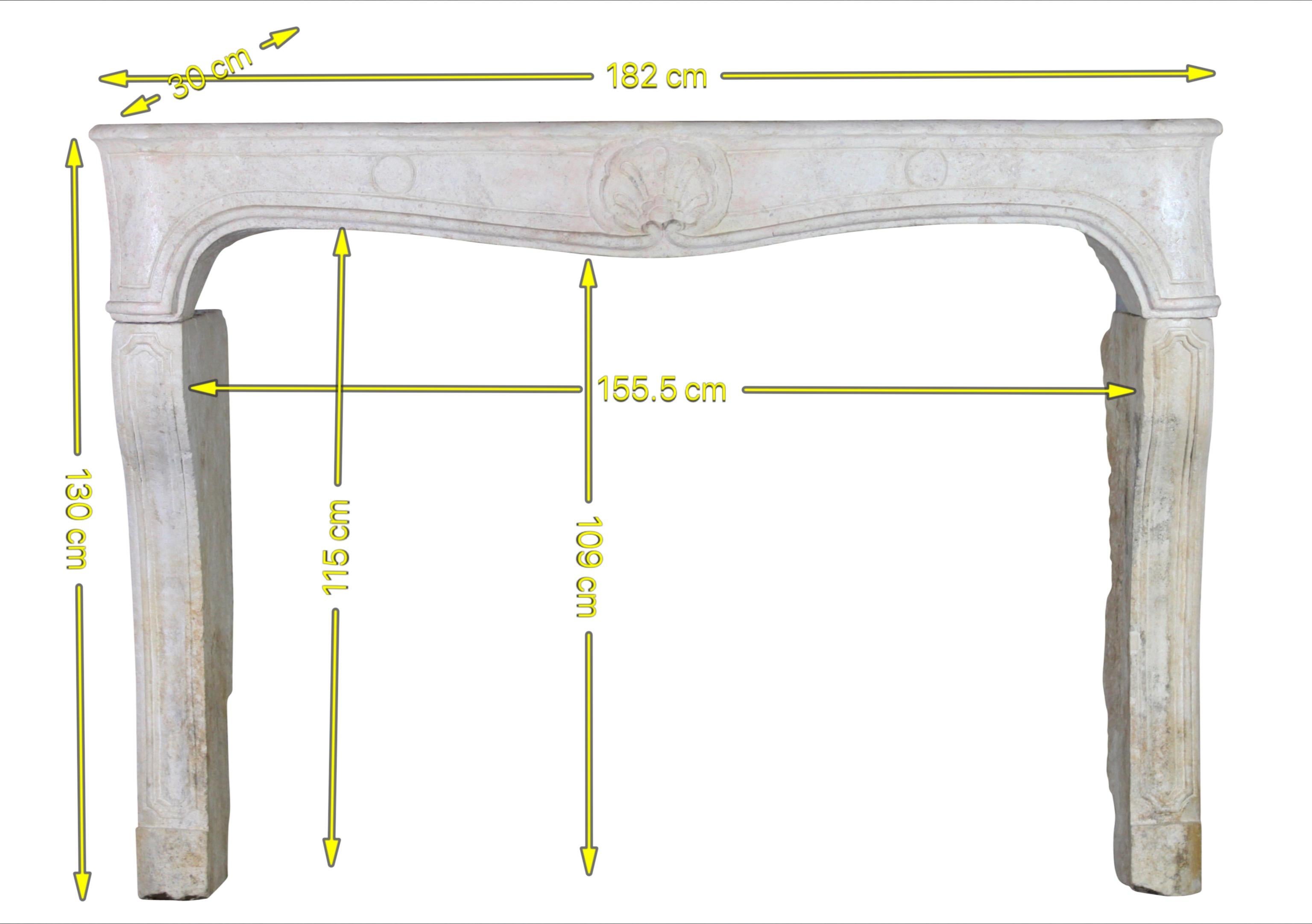 Classic French Louis XV Period Fireplace Surround in Limestone For Sale 12