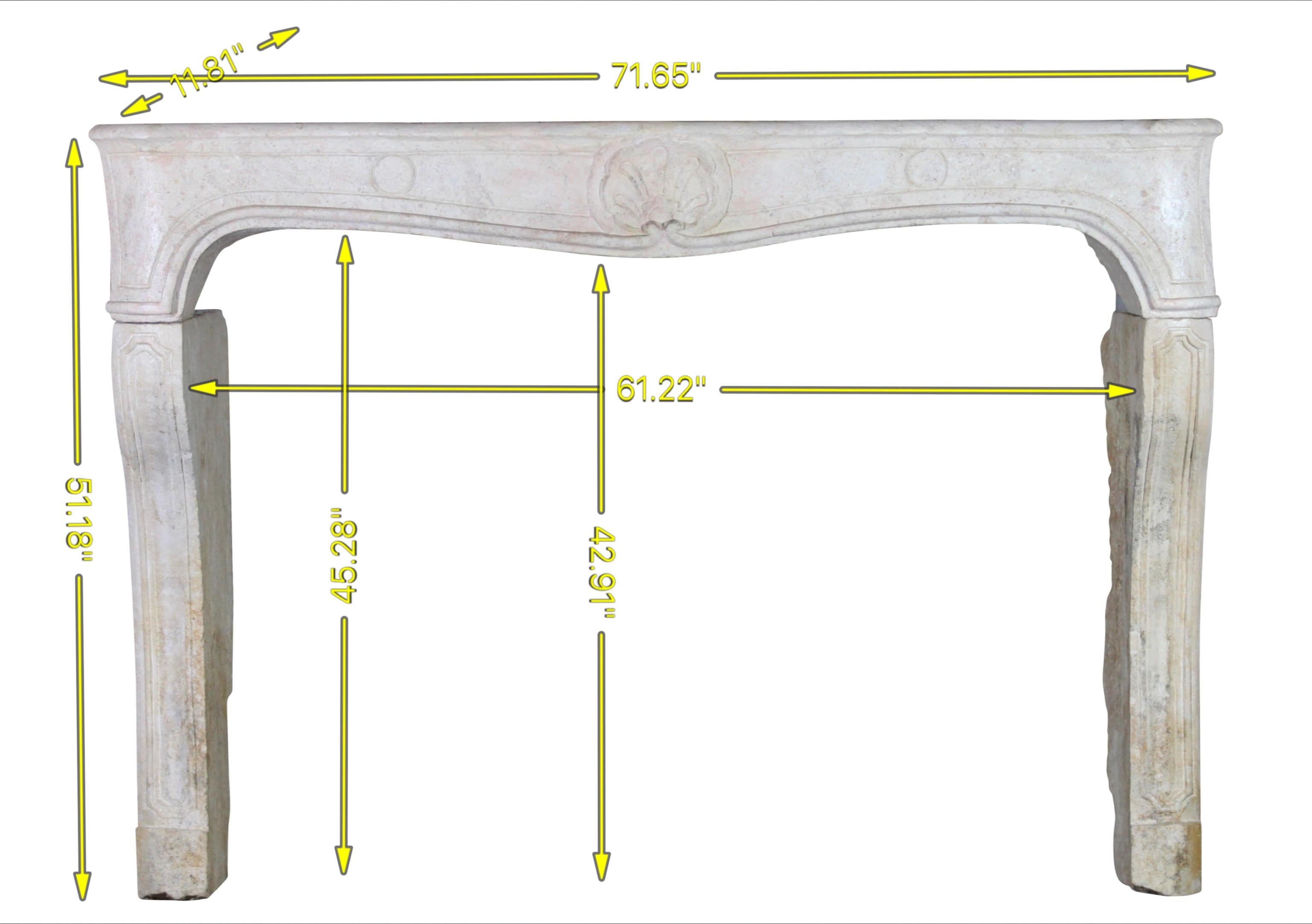 Classic French Louis XV Period Fireplace Surround in Limestone For Sale 13