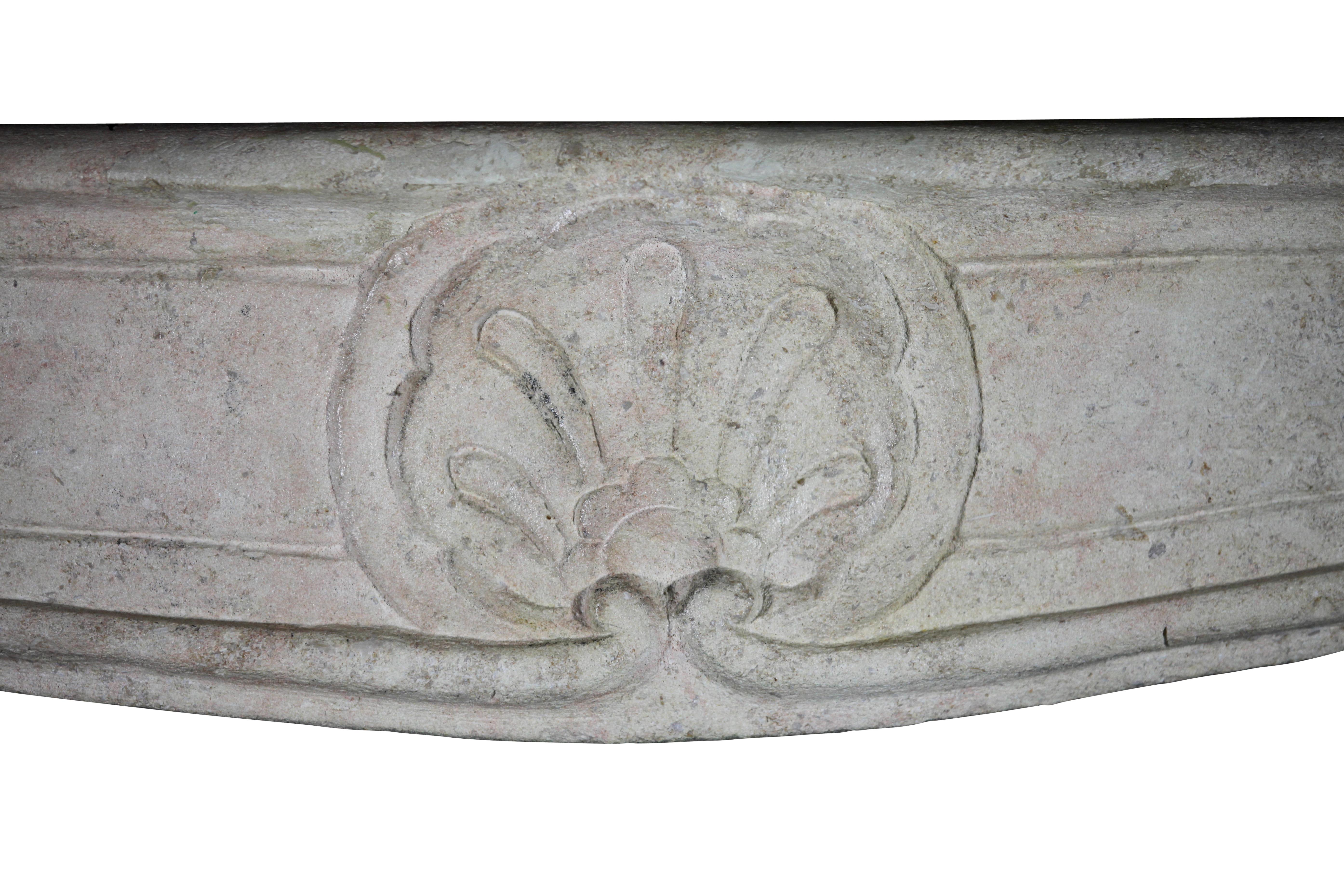 Classic French Louis XV Period Fireplace Surround in Limestone For Sale 2